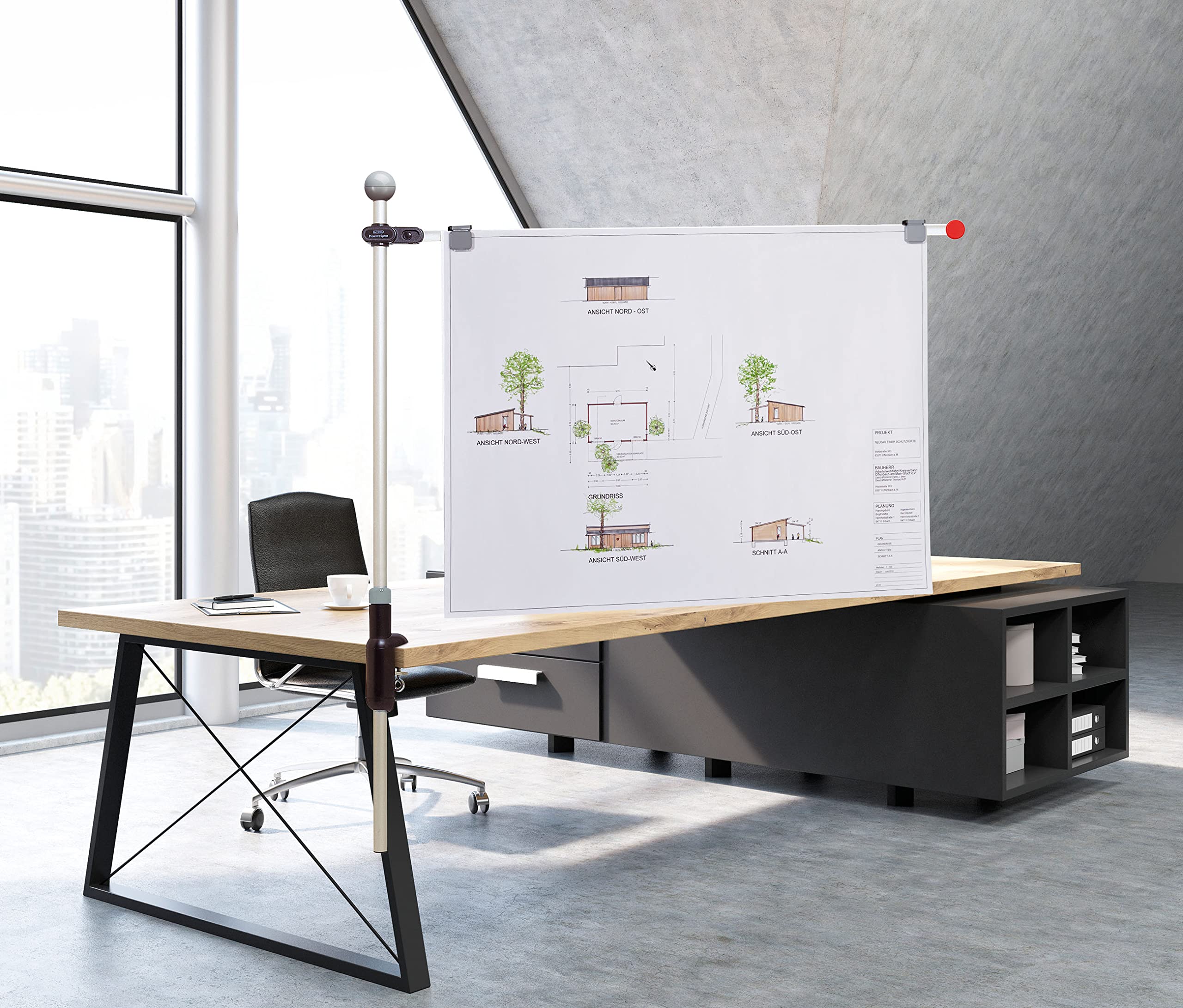 Maul 6255084 Plan Holder Table Grey - Durable Office Organizer for Blueprints, Drawings & Documents - Perfect for Architects, Engineers & Construction Sites