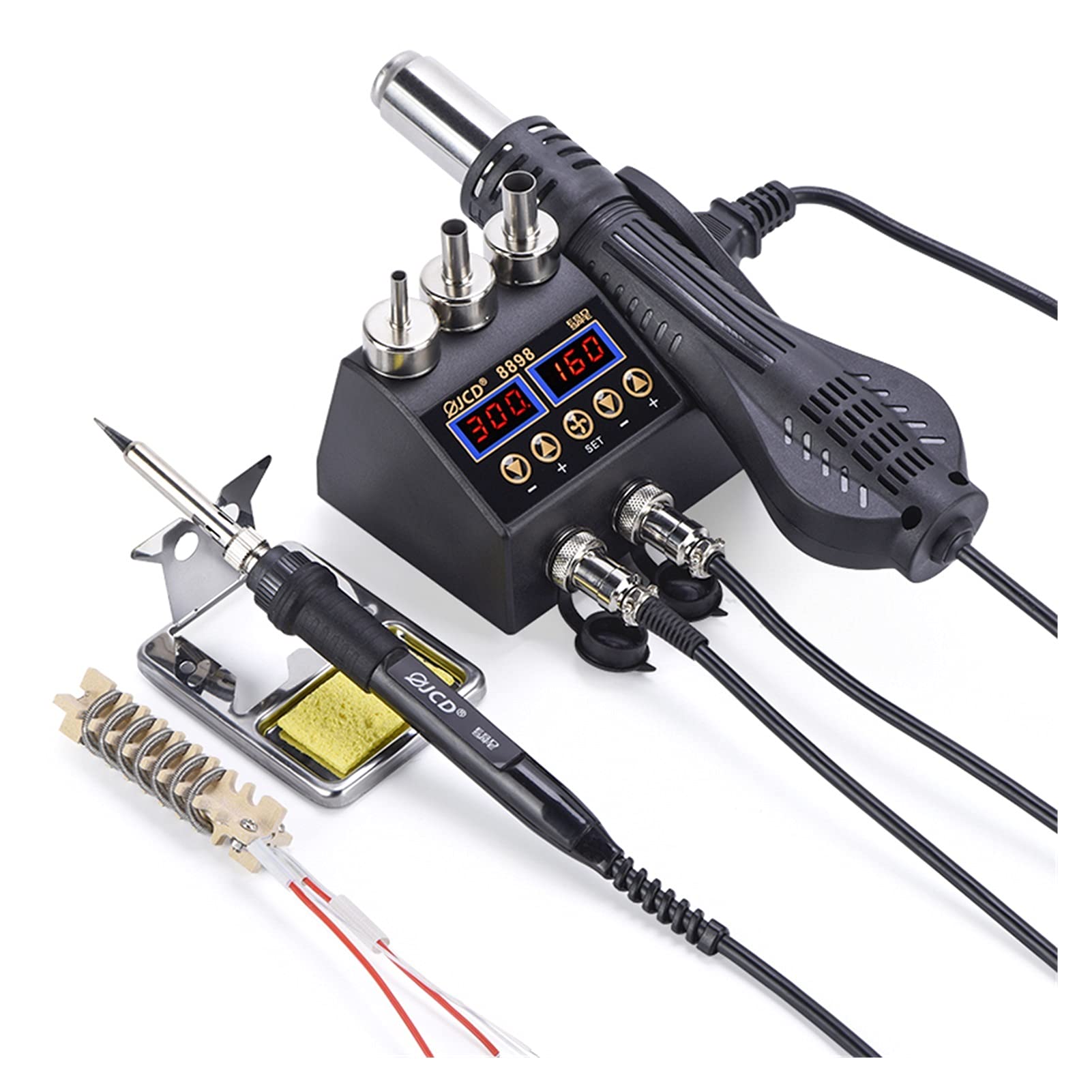 750W 2-in-1 Soldering Station with Hot Air Gun & LCD Digital Display - Professional Welding Rework Kit for Cell Phone, BGA, SMD, PCB, IC Repair - Perfect for Electronics Repair Shops & DIY Enthusiasts (Blue)
