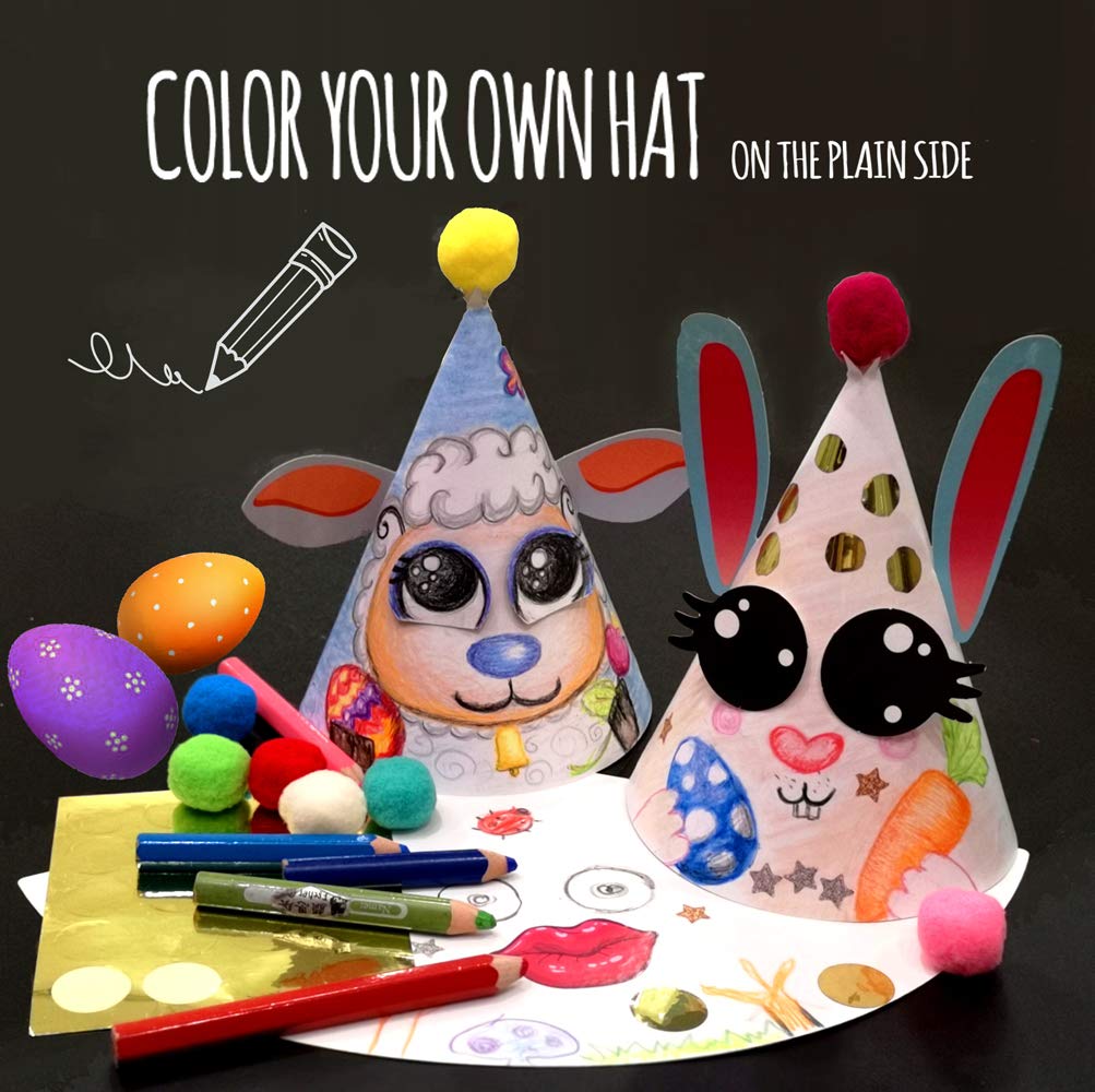 Glittery Garden Party Hats for Kids - Animal Themed DIY Craft Kit with Stickers | Fun Birthday Activity, Christmas, Thanksgiving & Easter Decorations | Perfect for Birthday Parties, Classroom Crafts & Holiday Celebrations