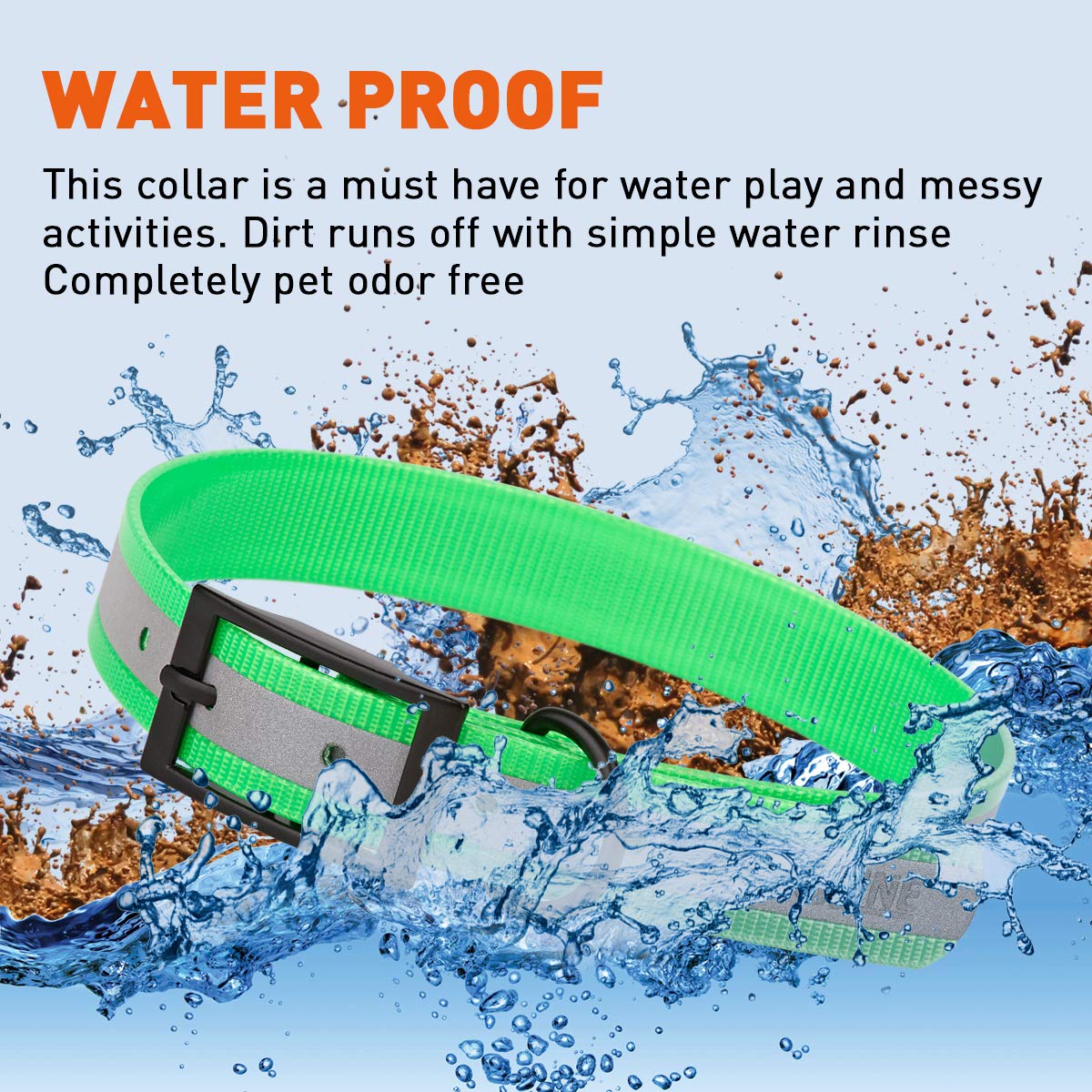 Premium Biothane Reflective Dog Collar - Waterproof, Odor-Proof & Easy-Clean Pet Collar with Black Hardware - Adjustable 18
