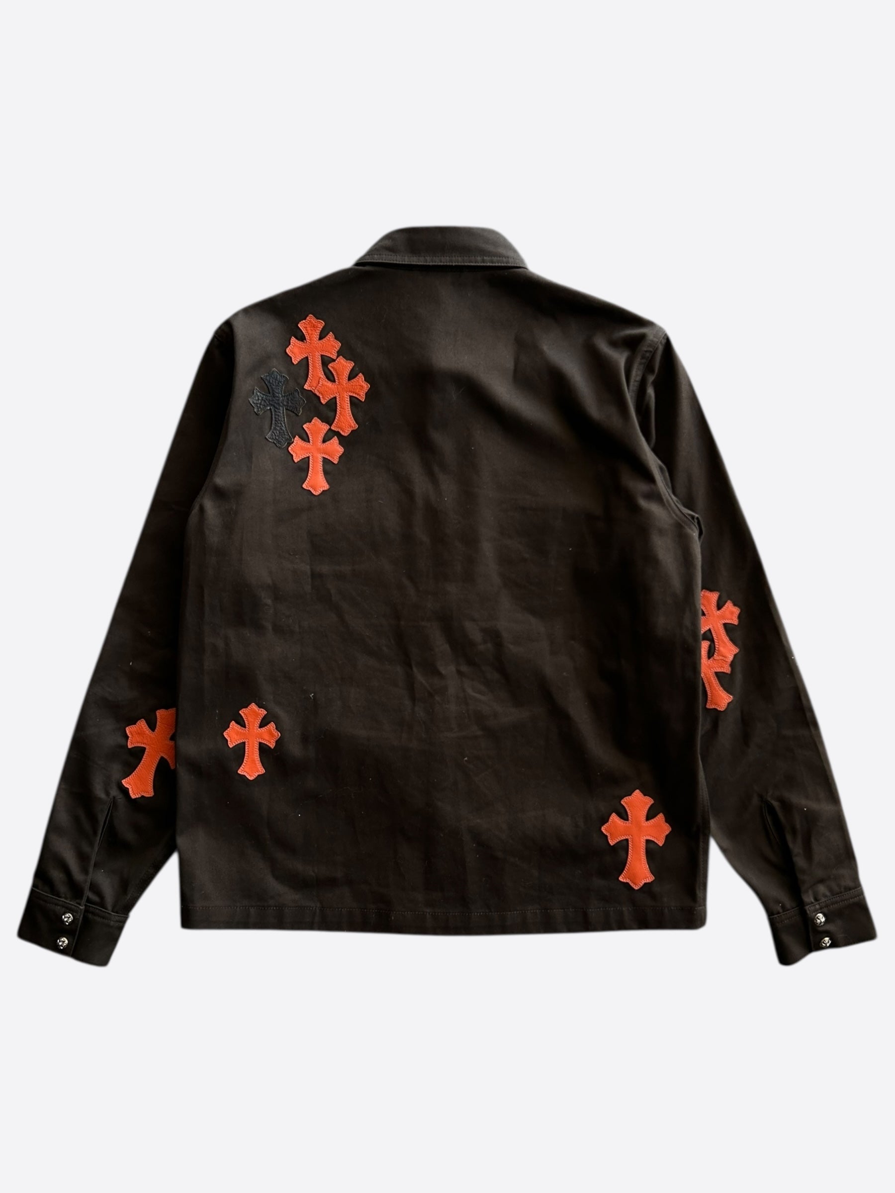 Chrome Hearts Brown Camouflage Orange Cross Patchwork Dog Jacket - Stylish Pet Outerwear for Winter Walks & Outdoor Adventures