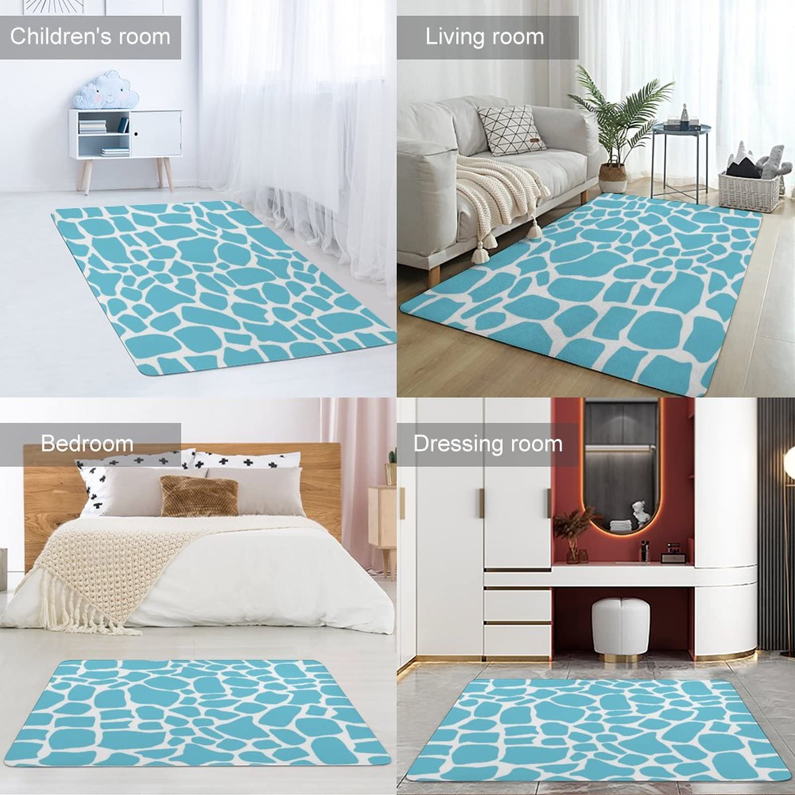 Soft Giraffe Print Animal Skin Texture Rug - Non-Slip Foldable Area Carpet for Kids Room, Nursery, Playroom & Living Room Decor - 5ft x 6.5ft - Perfect for Playtime, Nap Time & Cozy Floor Seating