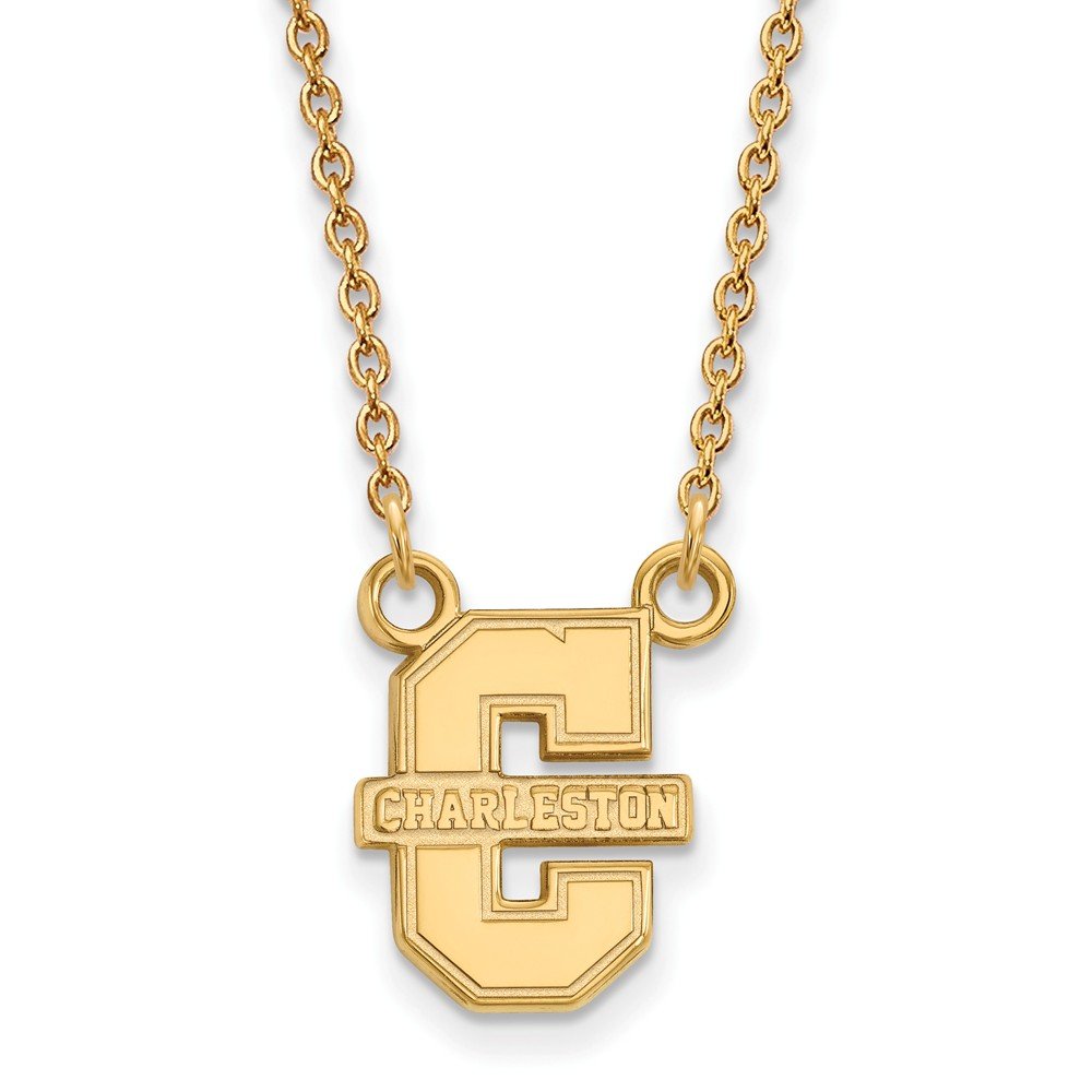 10k Yellow Gold College of Charleston Logo Pendant with Chain - Perfect for Graduation Gifts & Alumni Pride Jewelry