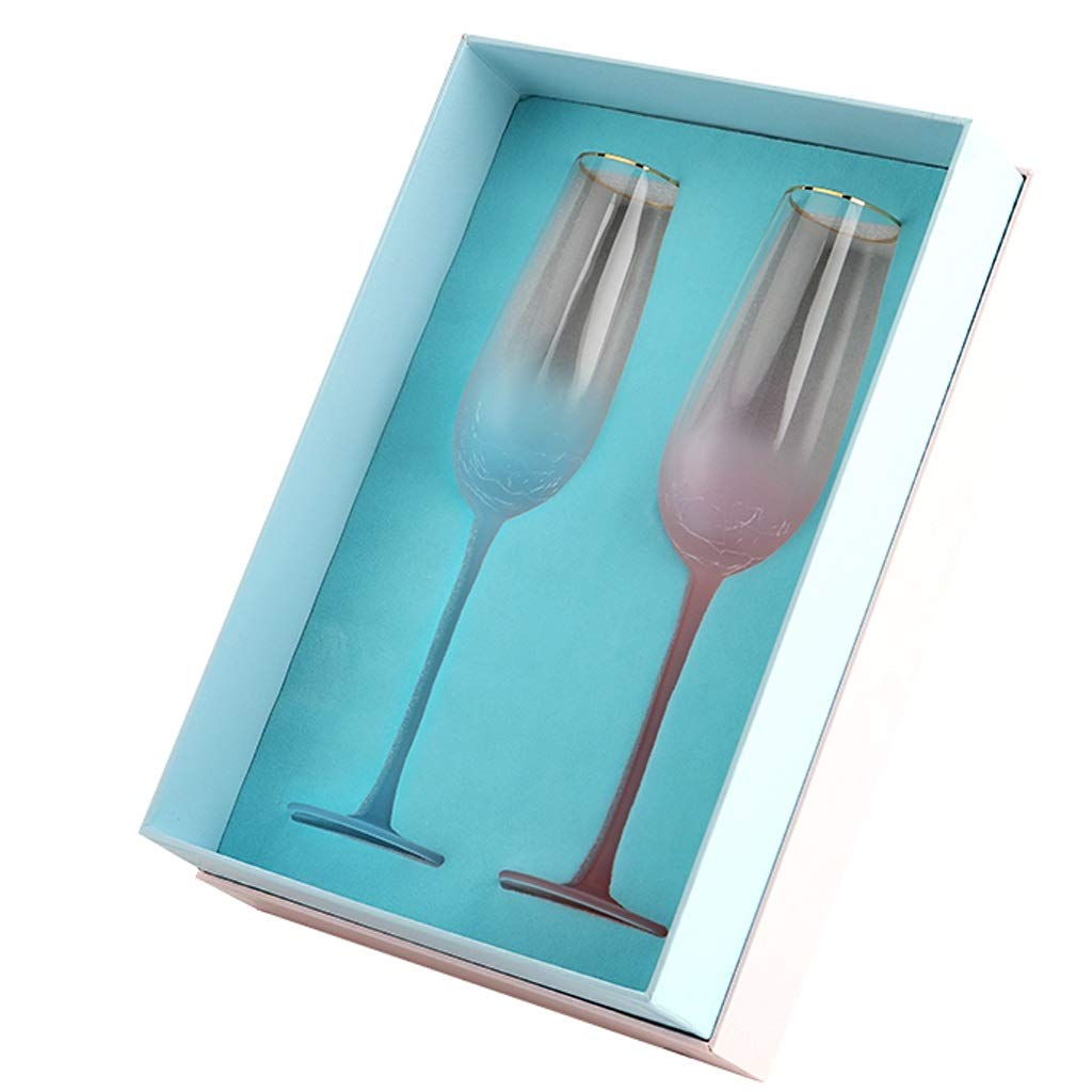 QWK 2-Pack Crystal Champagne Glasses with Stand - 260ml Wedding Flutes, Wine Goblets for Parties, Valentine's Day Gifts & Sports Water Bottle | Elegant Drinkware for Weddings, Anniversaries, Romantic Dinners & Special Celebrations