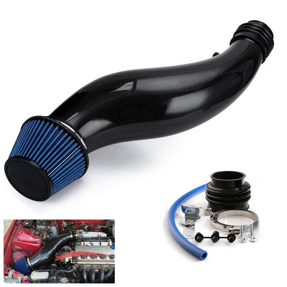 High Performance PTNHZ Carbon Fiber Air Intake Pipe for 1992-2000 Honda Civic EK/EG Models with Air Filter - Improved Engine Airflow & Acceleration for Street Racing & Daily Driving