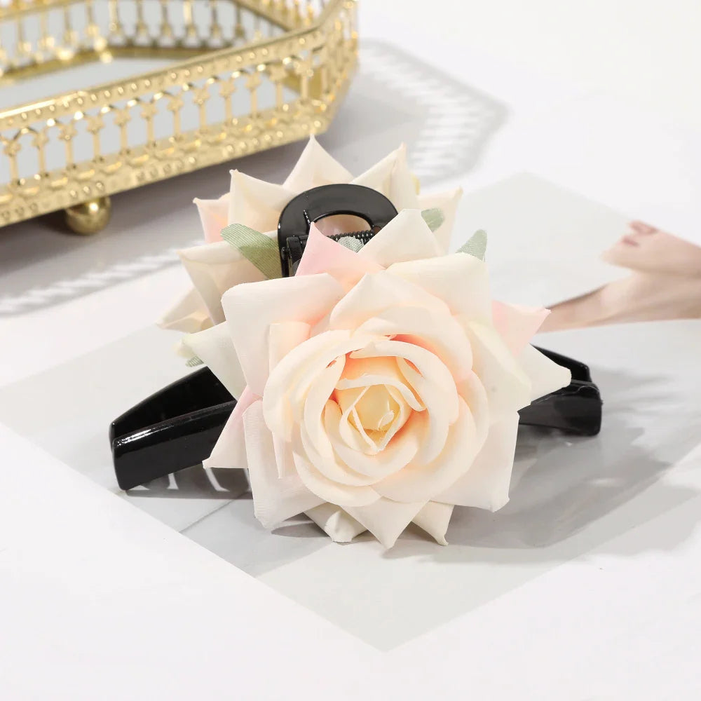 Haimeikang Large Flower Hair Clips for Women - Thick Hair Barrettes, Crab Claw Hairpins, Summer Fashion Hair Accessories for Weddings, Parties, and Everyday Wear
