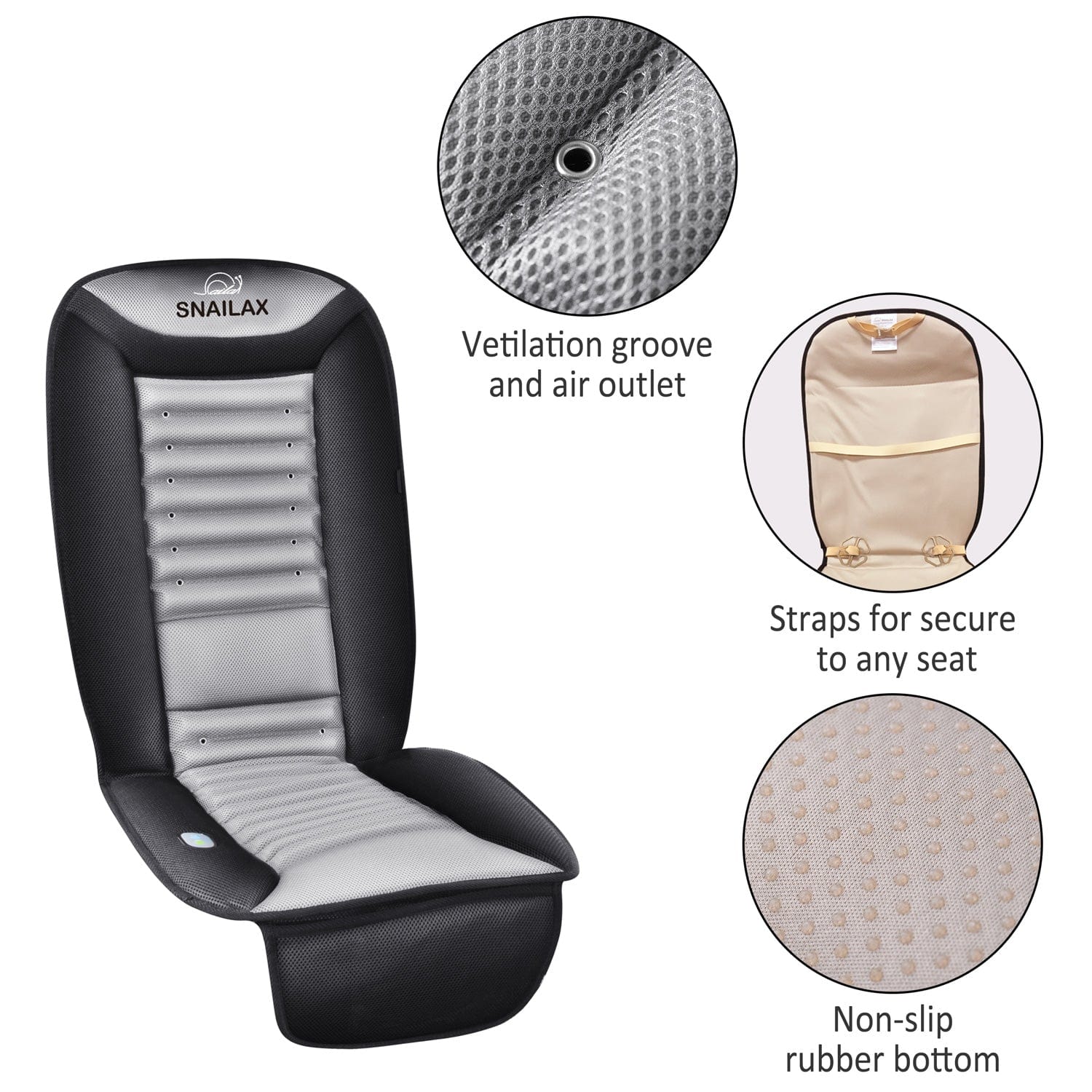 Snailax Cooling Seat Cushion with Vibration Massage - Breathable Gel Memory Foam for Office Chair, Car & Home Use - Relieves Back Pain & Pressure Points - Perfect for Long Sitting Sessions at Work or Driving