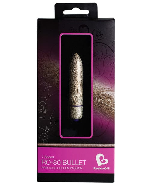 Rocks Off Precious Golden Passion 7-Speed Vibrating Bullet - 80mm Mini Massager for Women, G-Spot & Clitoral Stimulation - Perfect for Solo Play, Couples Intimacy & Sensual Relaxation