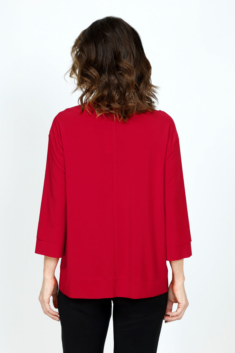 Sympli Splice Double Cuff Top - Women's Elegant Blouse for Work & Casual Wear | Perfect for Office, Date Night & Everyday Outfits
