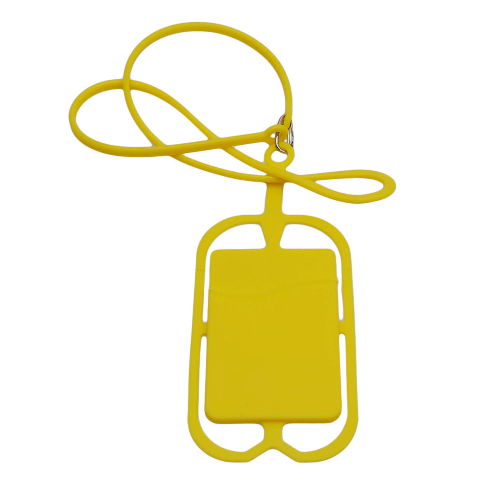 Flybloom Multifunctional Silicone Neckband Phone Lanyard with Card Pocket - Adjustable Phone Holder Case for iPhone Samsung (Yellow) - Perfect for Travel, Work, Gym & Outdoor Activities