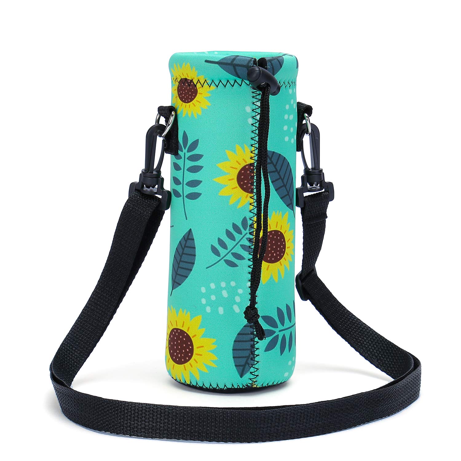 Amary 500ML Insulated Neoprene Water Bottle Holder with Adjustable Shoulder Strap - Leakproof Thermal Bottle Cover for Stainless Steel, Glass & Plastic Bottles (16.9oz) - Perfect for Hiking, Gym, Travel & Outdoor Activities (Sunflower Yellow)