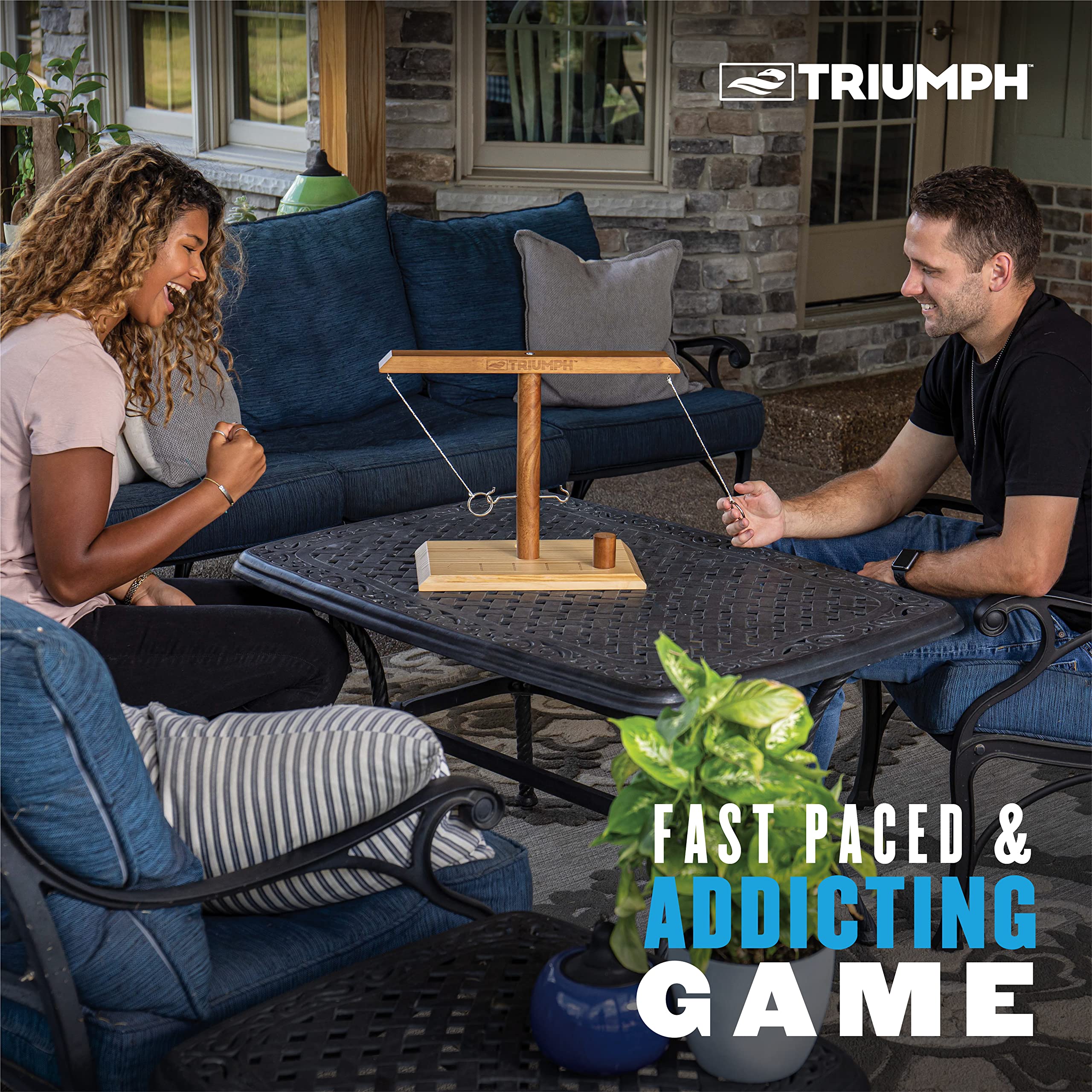 Triumph Sports Hook and Ring Toss Game - Outdoor & Indoor Fun for Adults, Kids, Family Parties, Backyard, Beach, Camping | Durable Ring Toss Battle Game