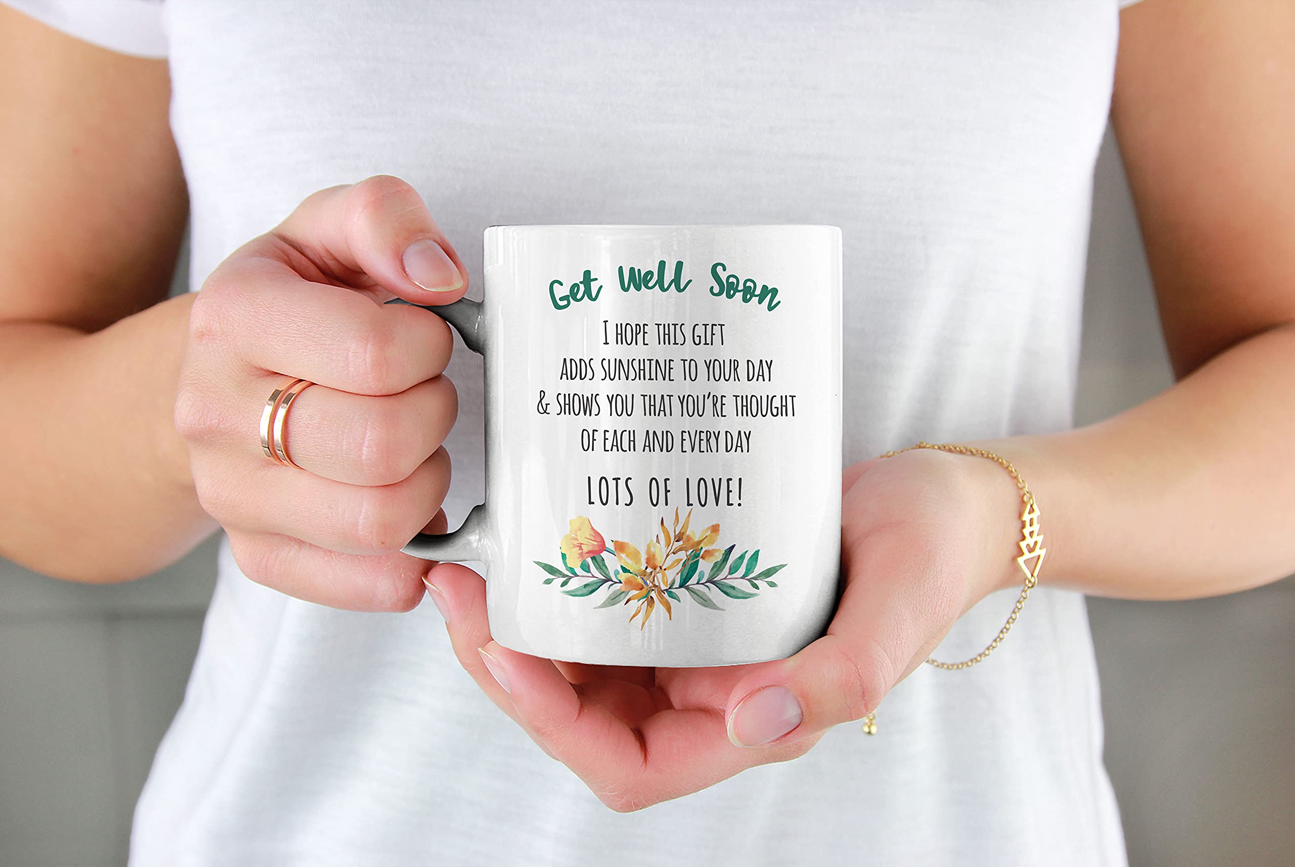 Sweet Get Well Soon Message Quotes - 15oz White Ceramic Coffee & Tea Mug - Perfect for Hospital Gifts, Recovery Presents & Comforting Friends