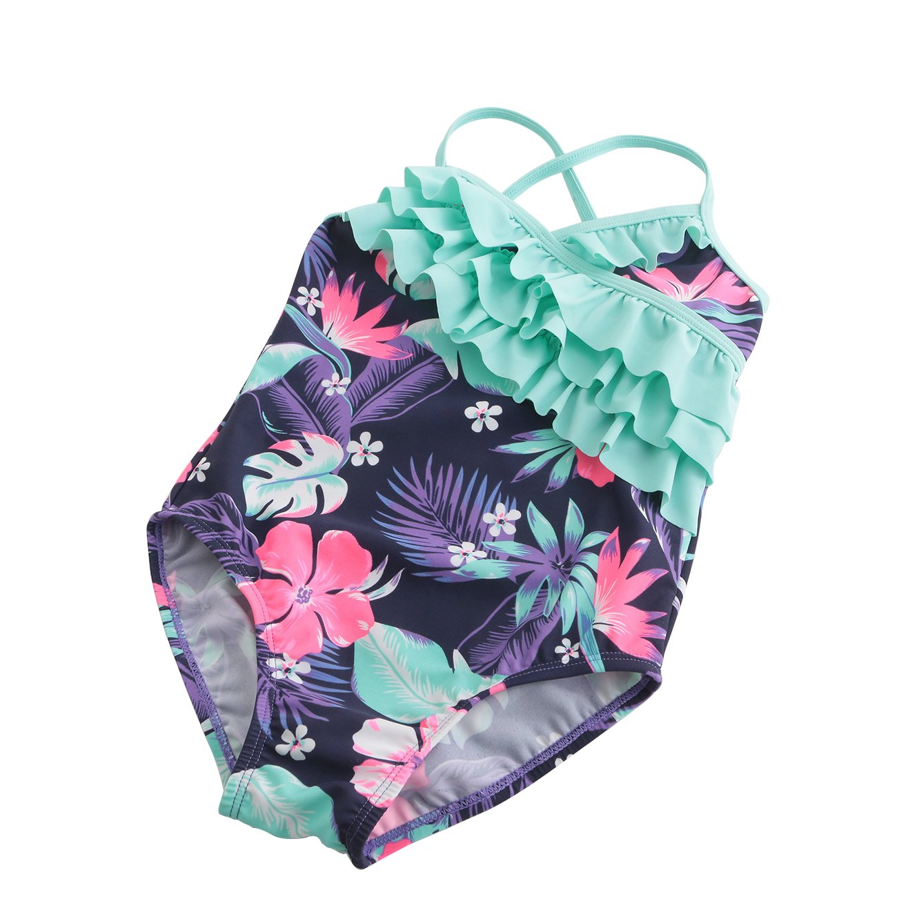 **Hawaiian Halter One Piece Swimsuits for Girls - Cute Floral Bathing Suit for Beach, Pool & Summer Vacations**