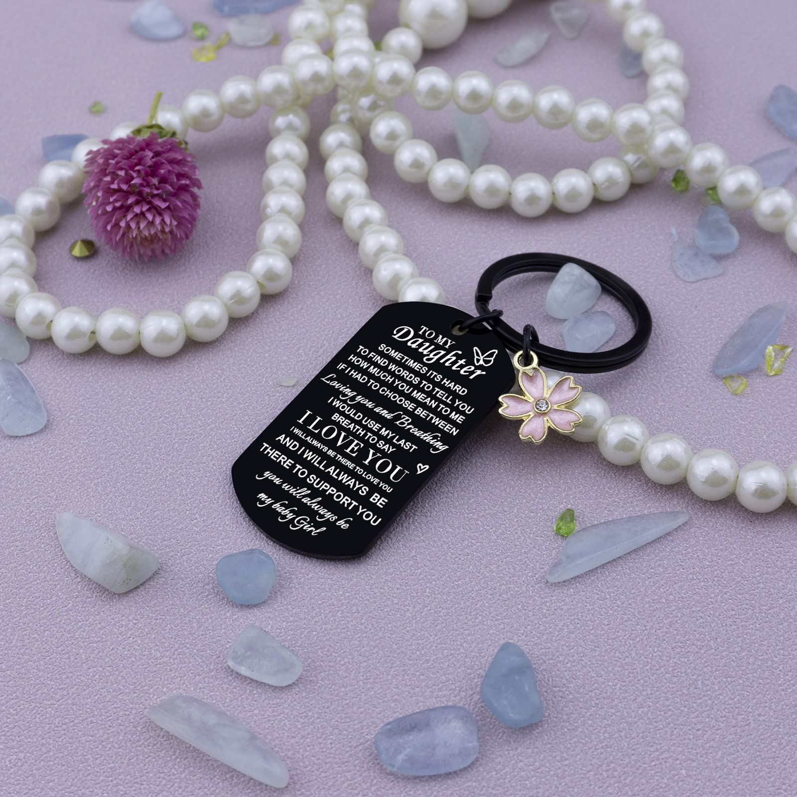 Personalized Daughter Keychain - Heartfelt Birthday, Graduation & Christmas Gift from Mom & Dad - Engraved Keepsake for My Girl - Perfect for Special Occasions & Everyday Carry