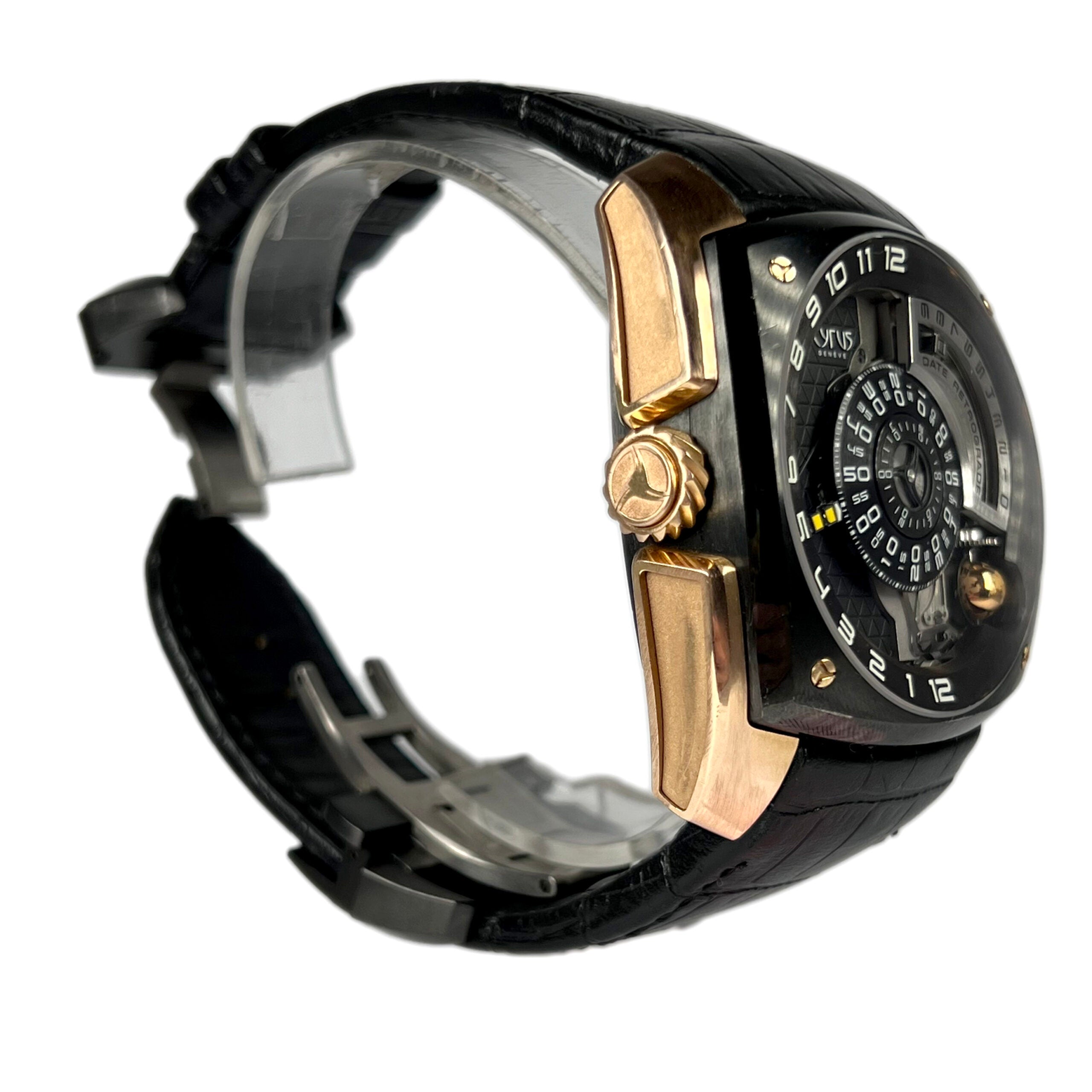 Luxury Cyrus Klepcys Moon 18K Red Gold & Black DLC Titanium Men's Watch - Premium Swiss Automatic Chronograph for Business, Gala & Special Occasions