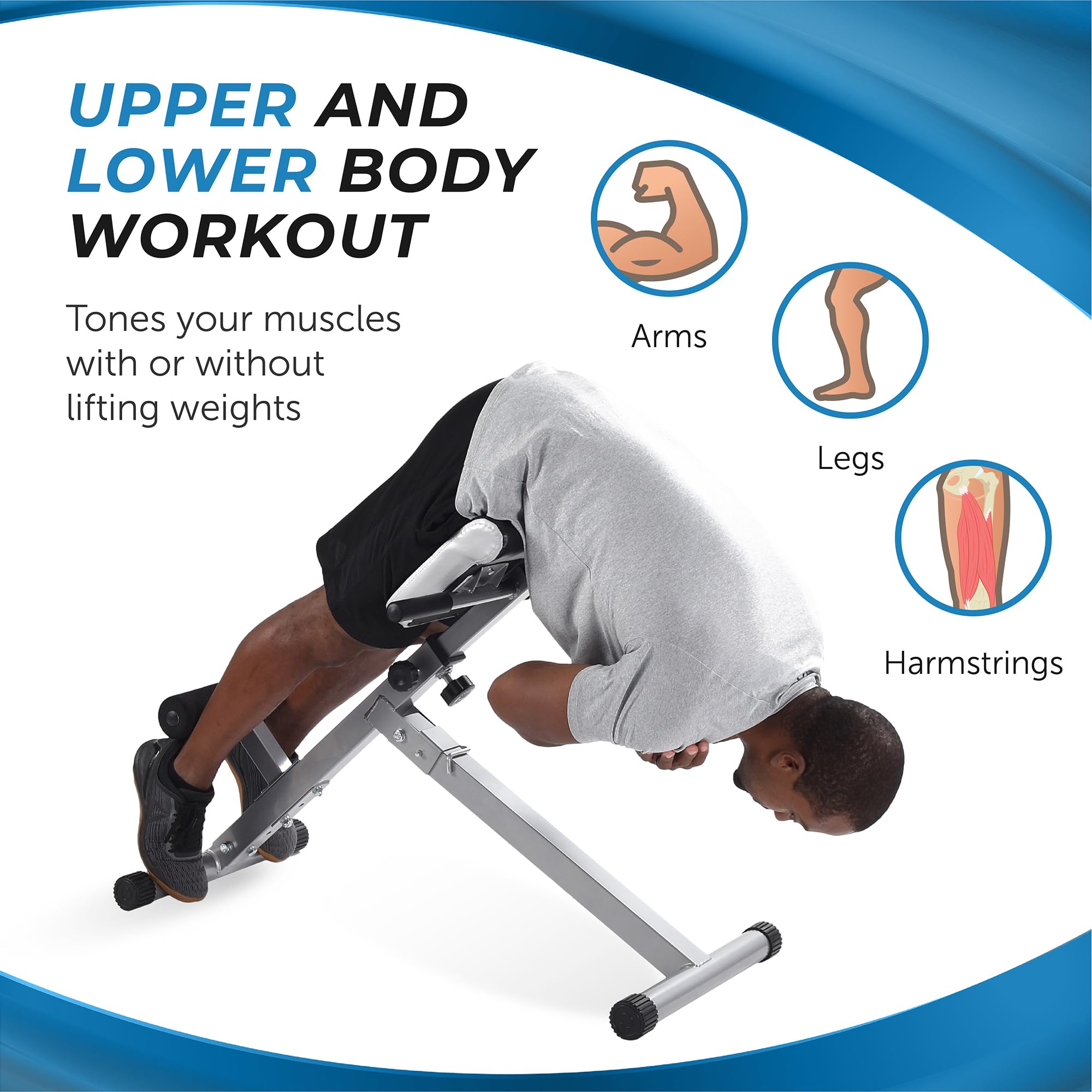 Stamina Hyperextension Bench 2014 - Adjustable Foldable Roman Chair for Home Gym, Core & Back Workouts - 250 lbs Weight Capacity - Perfect for Strength Training, Rehabilitation & Fitness Enthusiasts