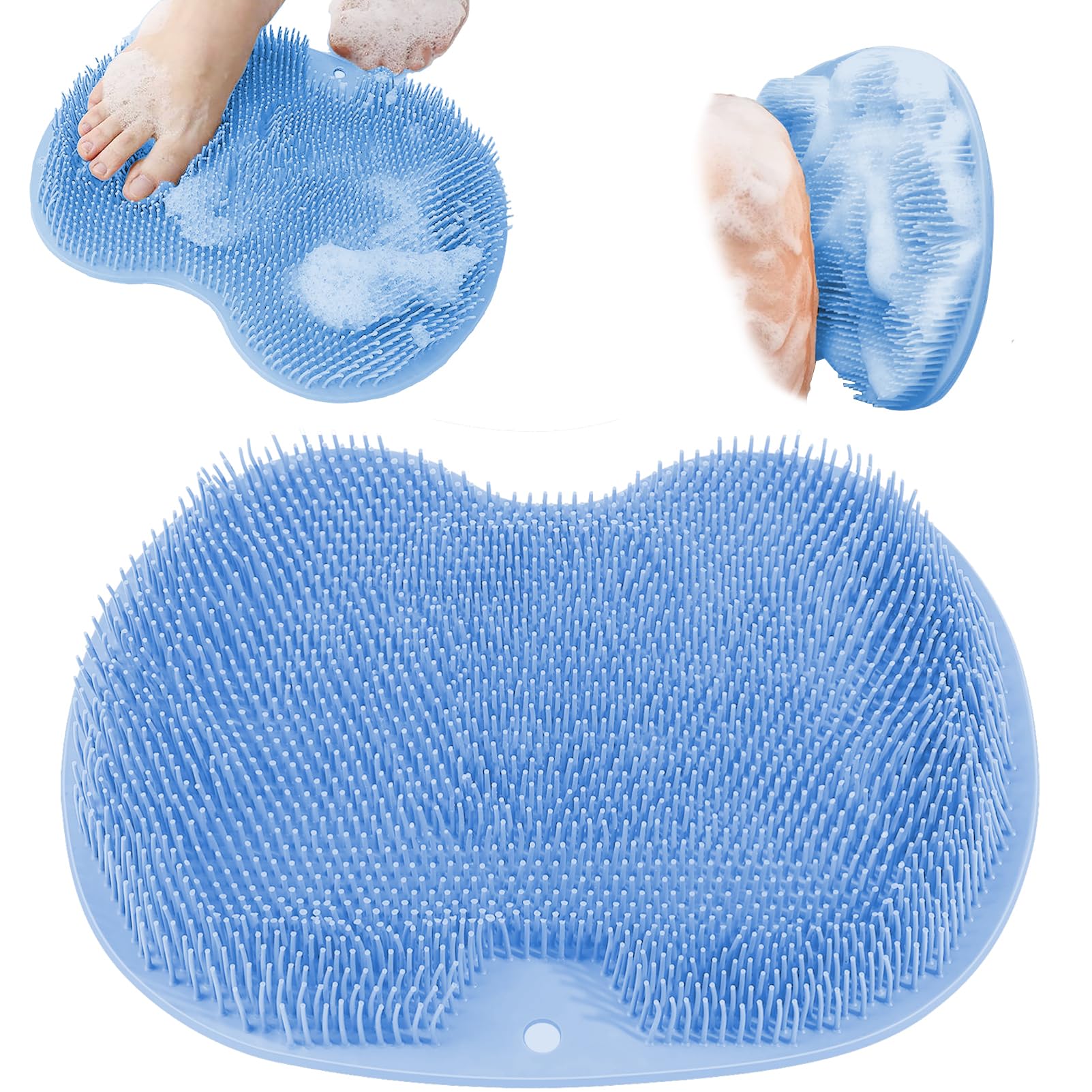 **Wall Mounted Foot Scrubber & Massage Pad - Non-Slip Suction Cups for Improved Circulation & Pain Relief - Perfect for Bathroom, Spa, and Relaxation (Blue)**