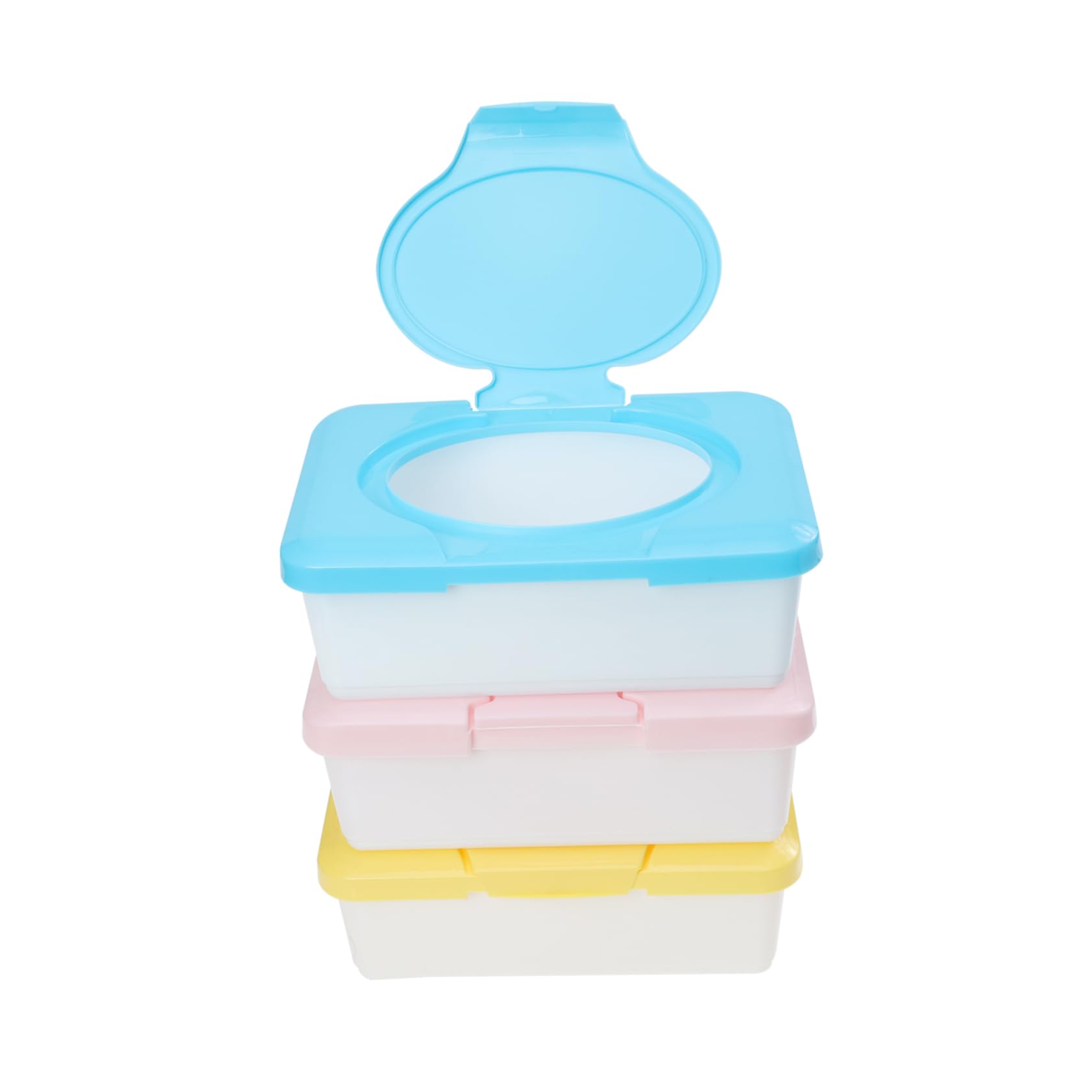 FAVOMOTO 3-Pack Plastic Travel Wipes Container - Portable Tissue Storage Box Dispenser for Baby Wipes, Makeup Remover & Hand Sanitizing Wipes | Perfect for Diaper Bags, Cars, Office & Travel Essentials