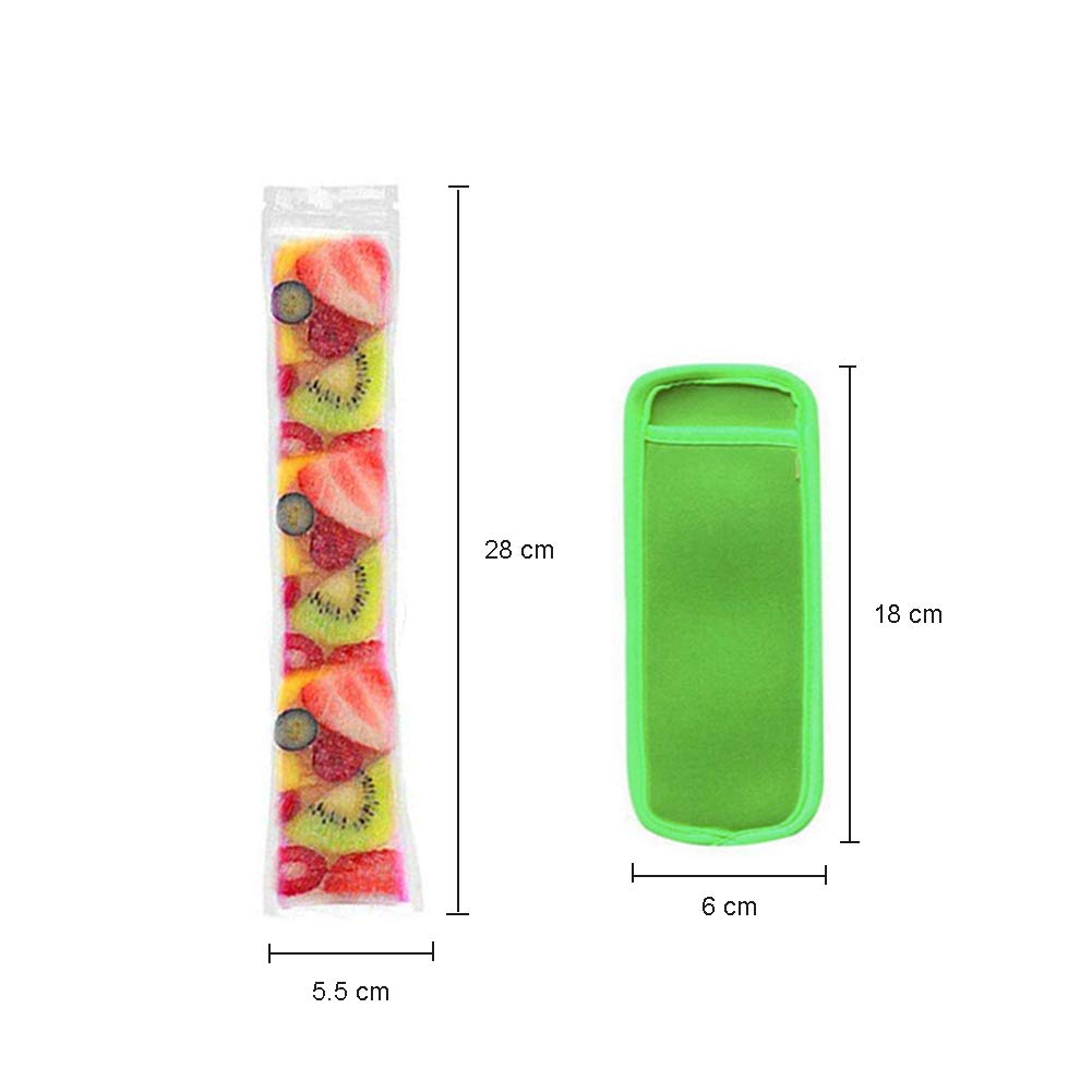 BPA-Free Disposable Ice Popsicle Bags with Zip Seals - 100 Pack Includes 4 Popsicle Holders & 1 Silicone Funnel for Kids | Perfect for Homemade Frozen Treats, Summer Snacks, and Party Favors