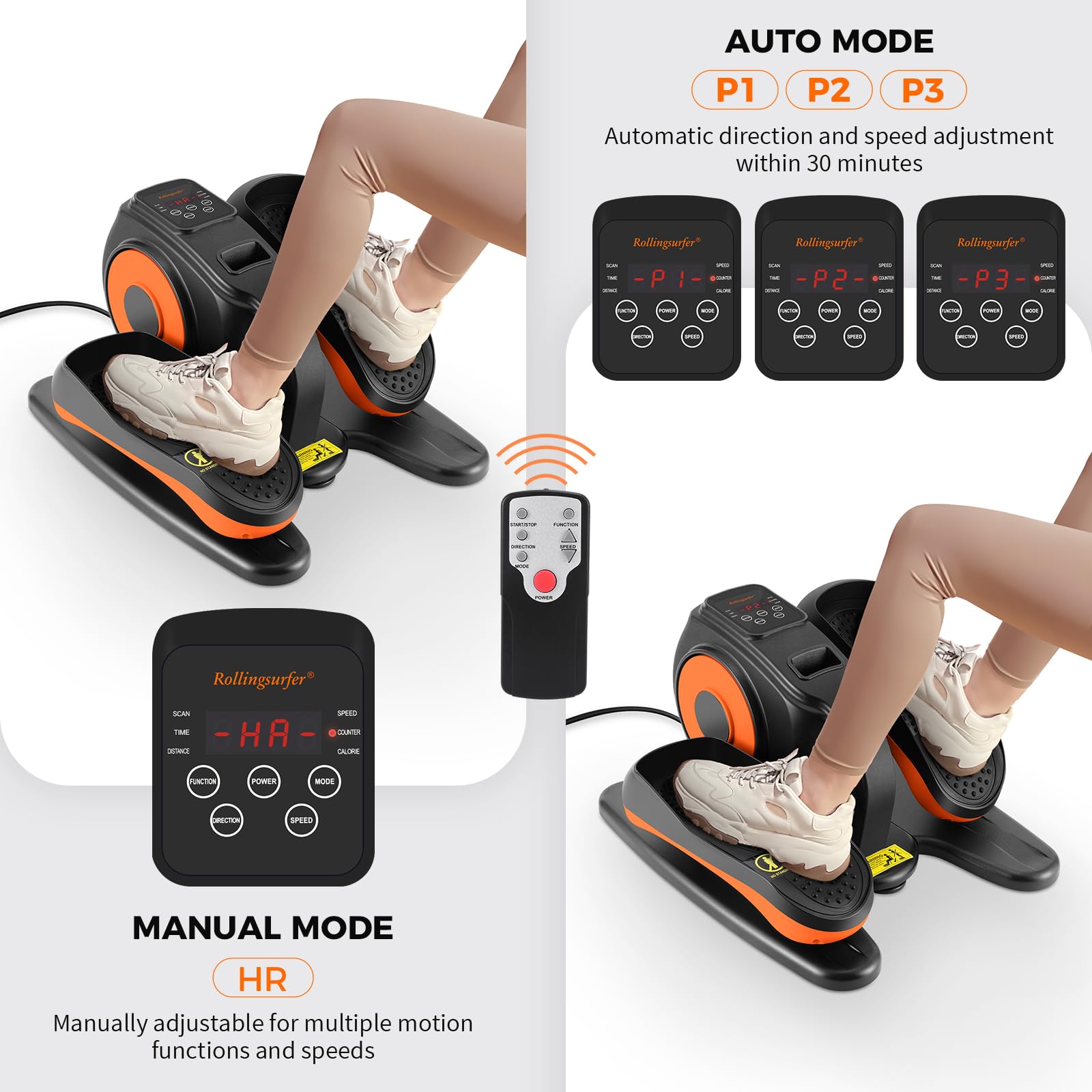 Under Desk Elliptical Machine - Electric Leg Exerciser for Seniors & Adults - Compact Seated Pedal Exerciser with Remote Control - Portable Elliptical Trainer with Non-Slip Pedals - Perfect for Home Office, Physical Therapy & Low-Impact Workouts