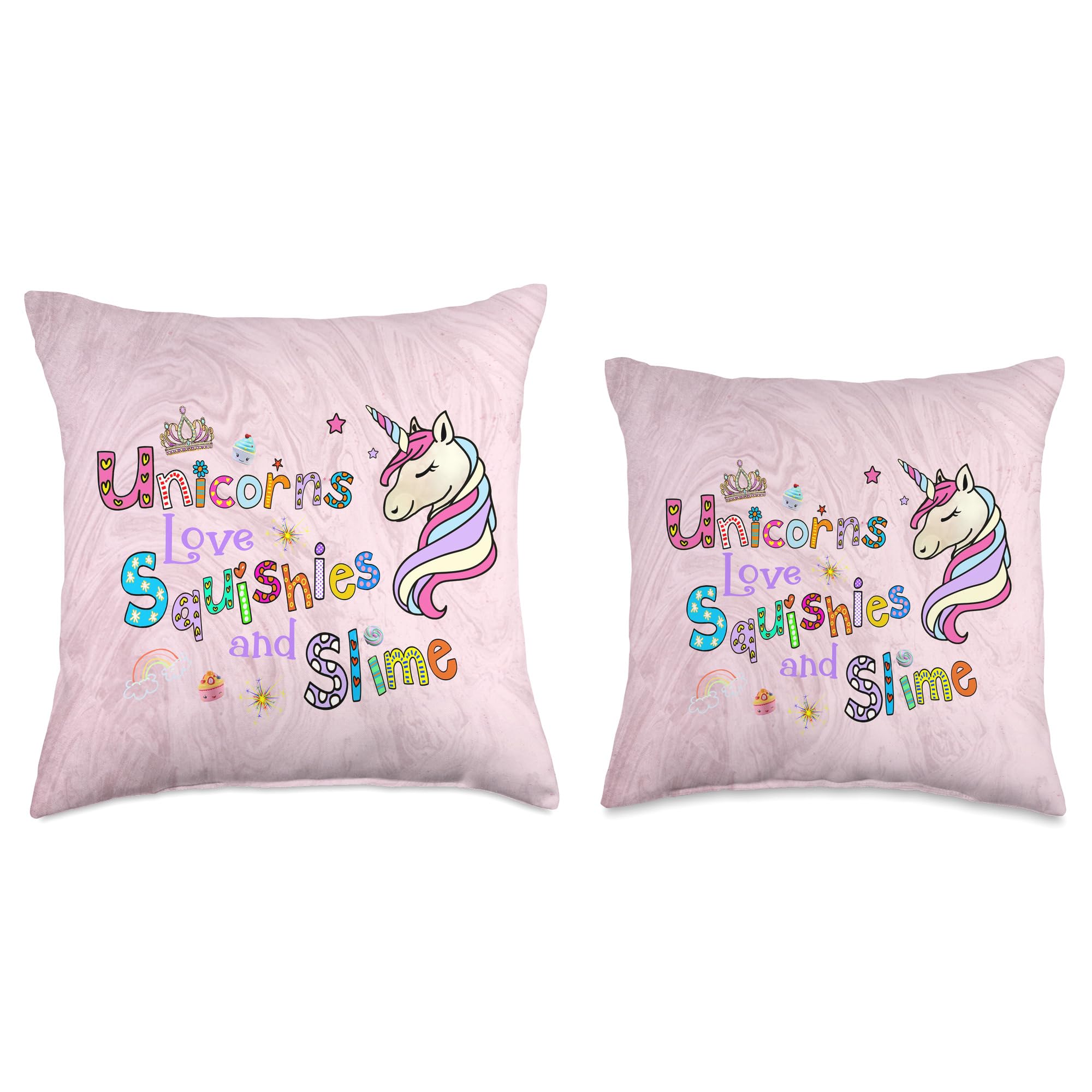 Unicorn Squishies Slime Pink Throw Pillow for Teens Girls Bedroom Decor