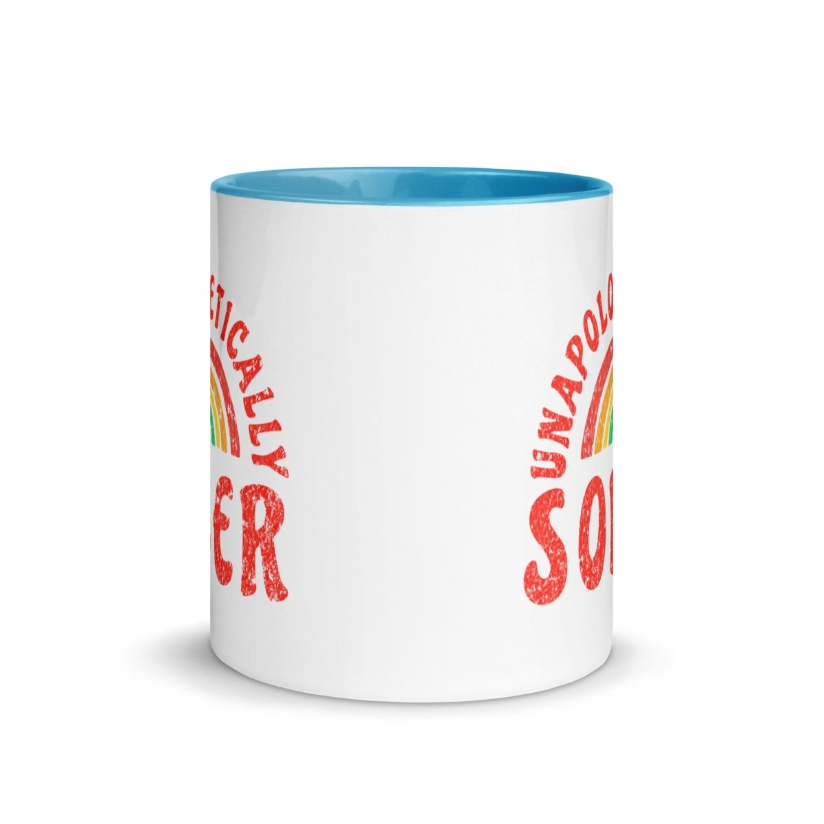 Unapologetically Sober Rainbow Coffee Mug with Colorful Interior - Perfect for Sober Living, Recovery Gifts & Motivational Morning Coffee