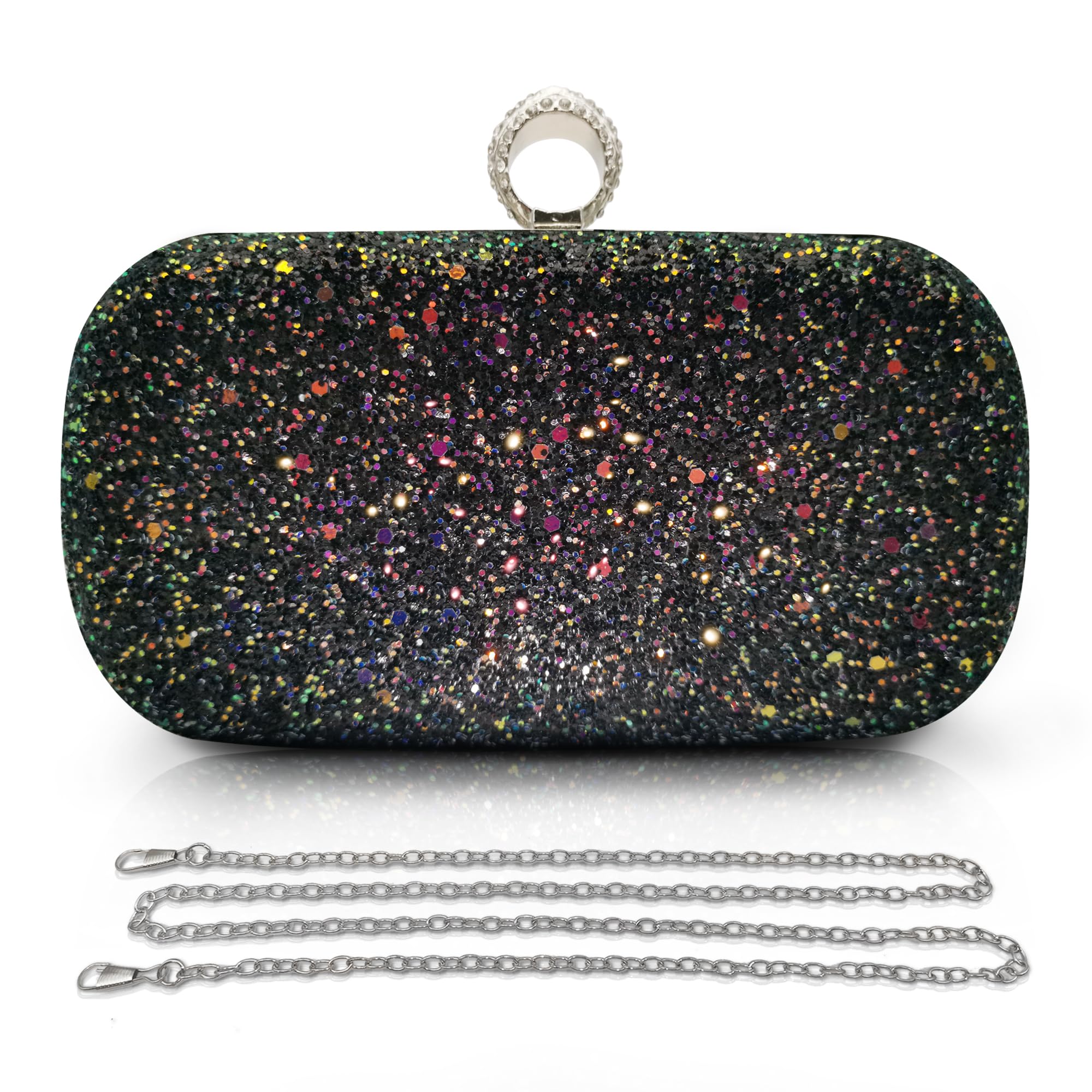 Sparkly Rhinestone Sequin Clutch Bag for Women - Elegant Glitter Evening Handbag with Chain Strap for Wedding, Party, Prom & Date Night | Perfect Bridal Accessory & Formal Event Purse