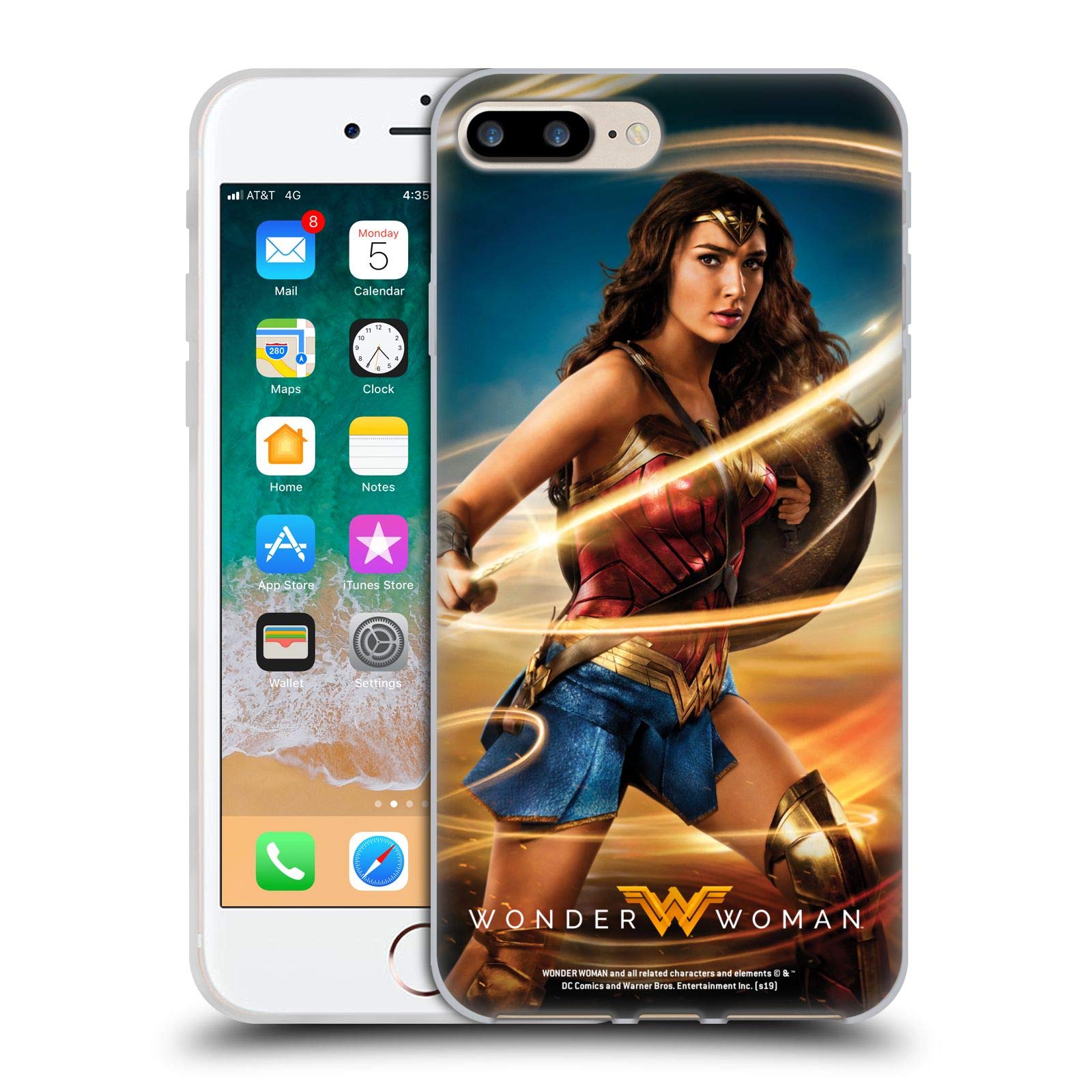 Officially Licensed Wonder Woman Movie Lasso of Truth iPhone 7 Plus/8 Plus Soft Gel Case - Durable Protective Cover with HD Print, Perfect for DC Comics Fans & Superhero Enthusiasts - Great for Everyday Use, Work, School & Travel