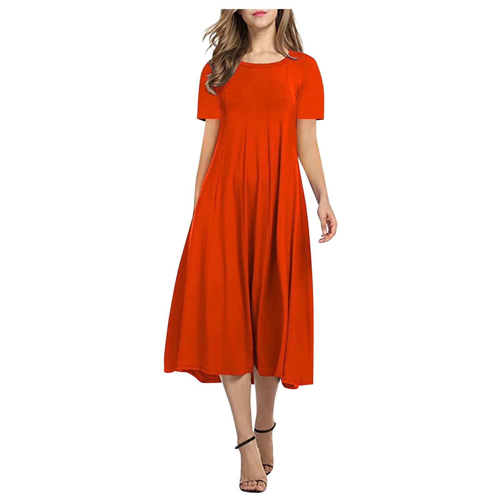 Pxloco Women's Summer Scoop Neck Sleeveless Plain Spread Dress - Casual Beachwear & Vacation Outfit for Women