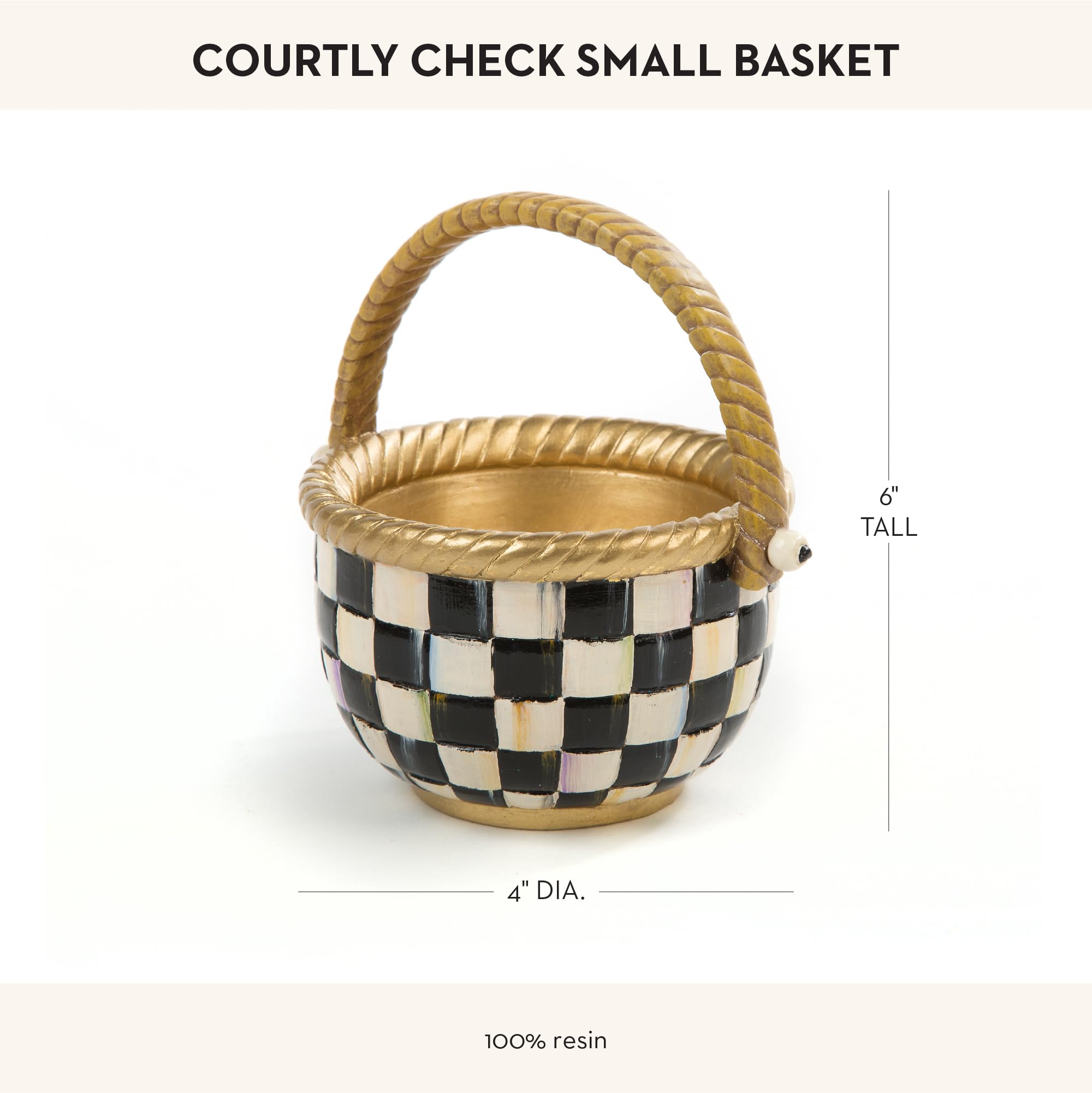MACKENZIE-CHILDS Courtly Check Small Basket - Cute Easter Gift Basket for Home Decor, Storage & Spring Display - Perfect for Easter Egg Hunts, Party Favors & Farmhouse Decor