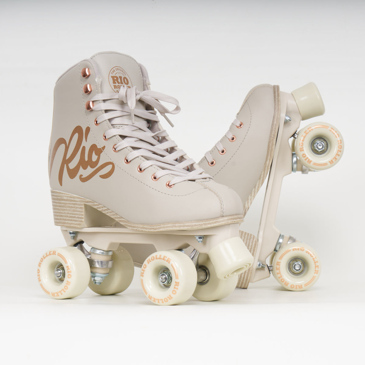 Rio Roller Rose Quad Roller Skates for Women - Cream Pink - Outdoor & Indoor Skating, Rink, Fitness, and Fun Roller Derby