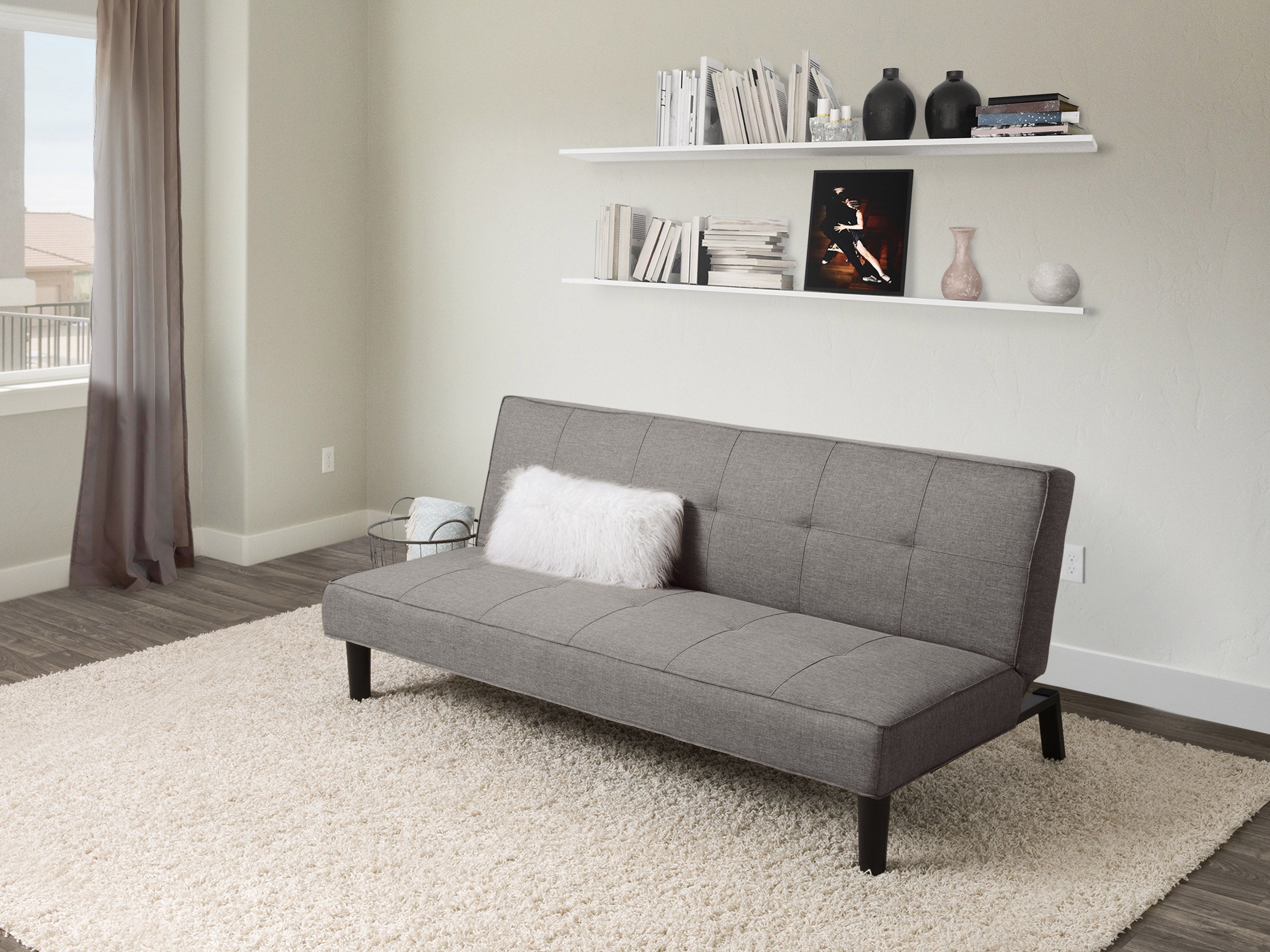 Convertible Futon Sofa Bed - Light Grey | 3-in-1 Sleeper, Loveseat & Lounge Chair for Small Spaces, Apartments & Guest Rooms