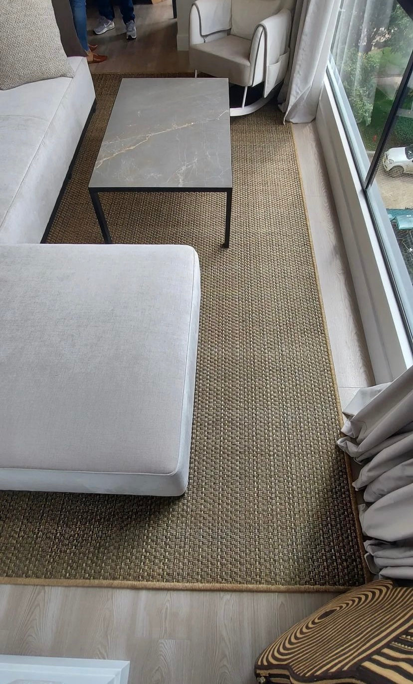 Natural and Dark Green Staple Lines Rug - Soft and Durable Area Rug for Living Room, Bedroom, and Home Decor