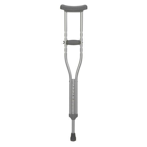 Cardinal Health CA901YTH Push Button Adjustable Underarm Crutches - 1 Pair for Adults, Lightweight Aluminum with Comfortable Handles - Ideal for Injury Recovery, Mobility Support & Post-Surgery Use