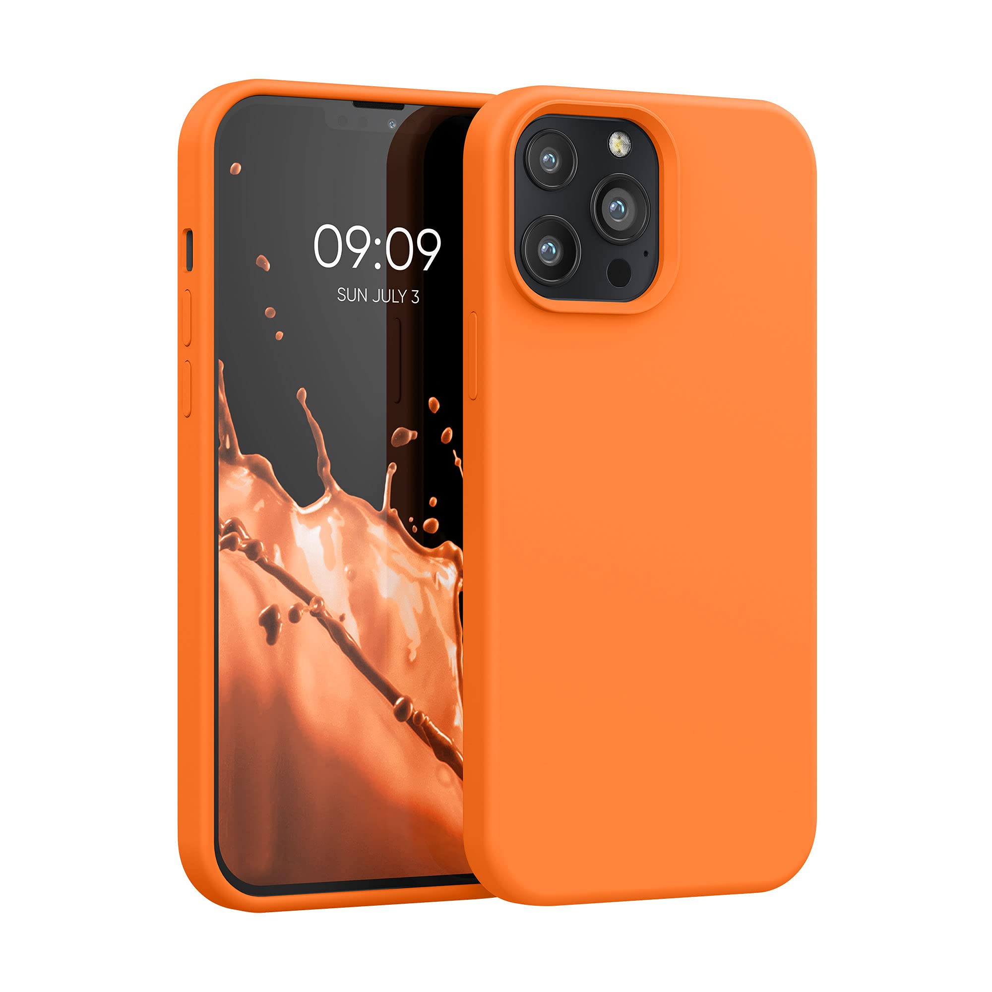kwmobile Shockproof TPU Silicone Case for Apple iPhone 13 Pro Max - Soft Protective Phone Cover in Fruity Orange | Perfect for Everyday Use, Travel & Outdoor Activities