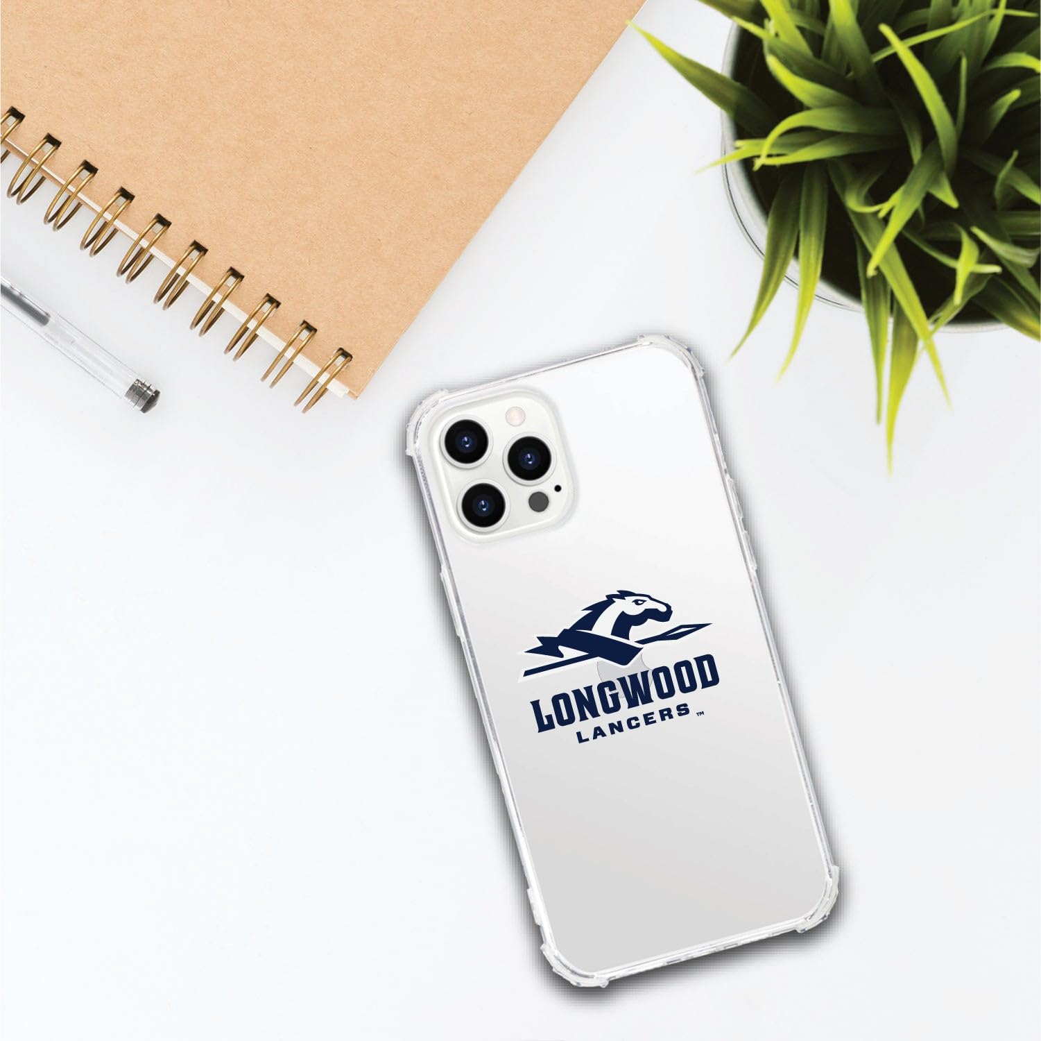 OTM Essentials Shockproof Phone Case for iPhone 12/12 Pro - Durable Tough Edge Protection, Classic White Design | Perfect for Longwood University Students & Everyday Use