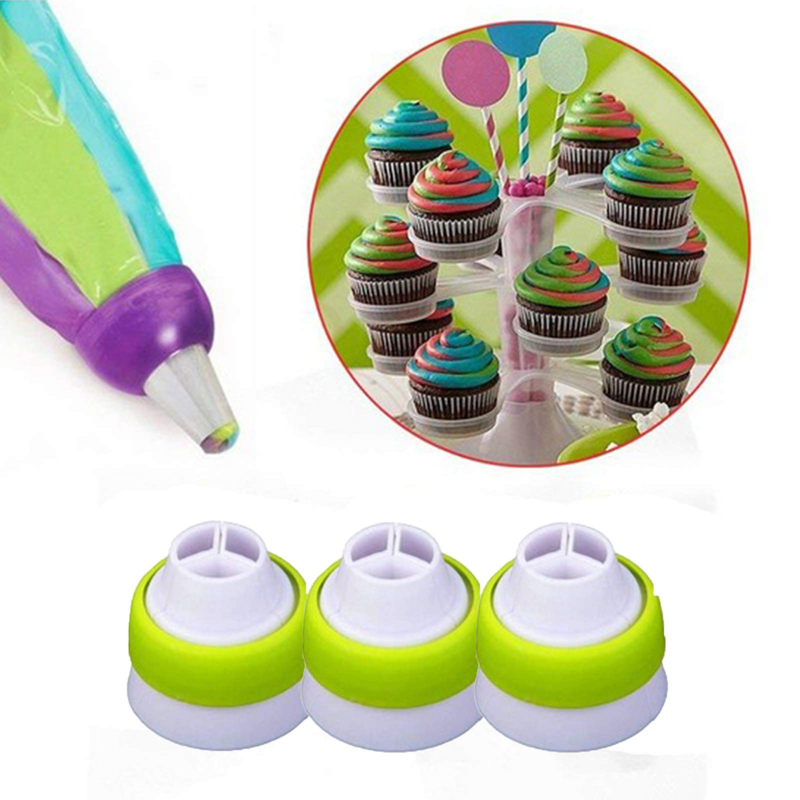 Hofumix Russian Piping Tips Set - 12 Professional Cake Decorating Nozzles with Couplers for Buttercream, Fondant & Icing - Perfect for Birthday Cakes, Wedding Cakes & Cupcake Decorating (Green)