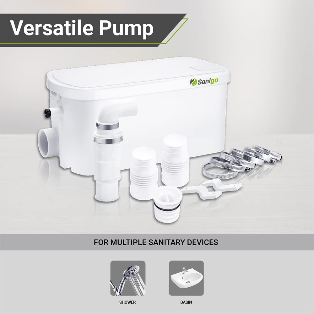 SANI-S250C Silent Sanitary Grinder Pump with Dual Inlets - Perfect for Shower and Bathroom Waste Lifting
