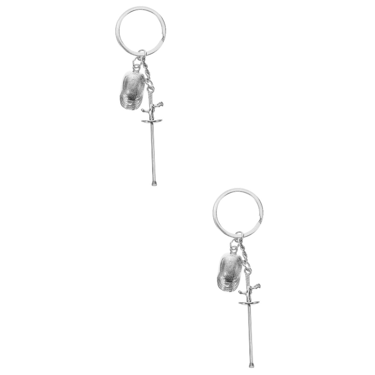 Yardwe 2-Pack Polished Metal Fencing Keychain - Smooth Surface Sports Key Ring for Fencing Enthusiasts | Perfect Gift for Athletes & Sports Fans