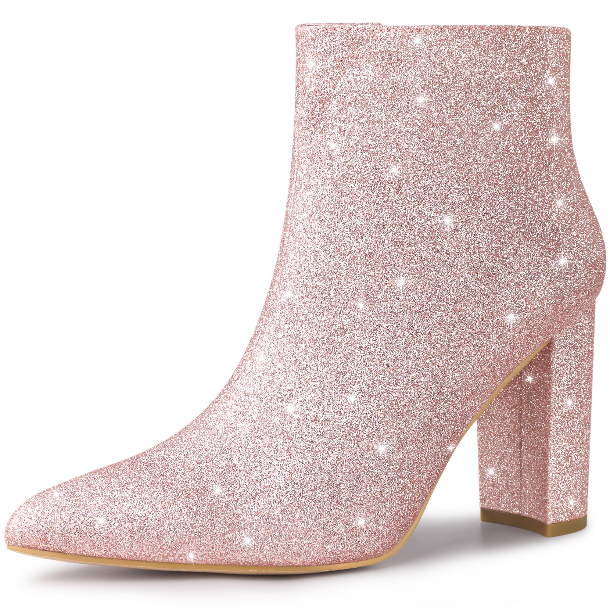 Sparkly Women's Ankle Boots - Perphy Glitter Pointed Toe Chunky Heel Booties for Parties, Weddings & Night Out | Fashion Dress Shoes for Women