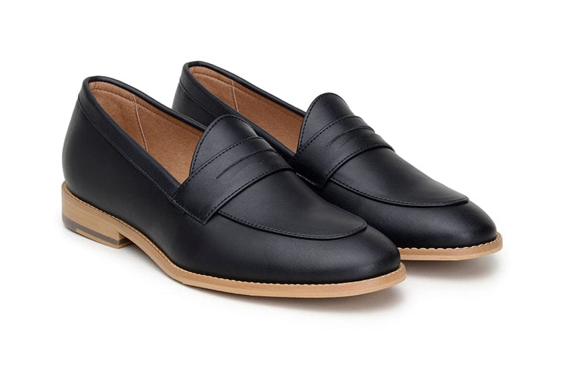 Irene Women's Vegan Leather Loafers - Comfortable Slip-On Loafers for Women, Black Casual Shoes for Work, Office & Everyday Wear