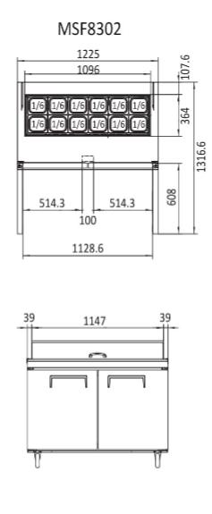 Atosa MSF8302 Commercial Double Door Sandwich Prep Refrigerator - Stainless Steel Work Table with Storage for Deli, Bakery & Restaurant Use