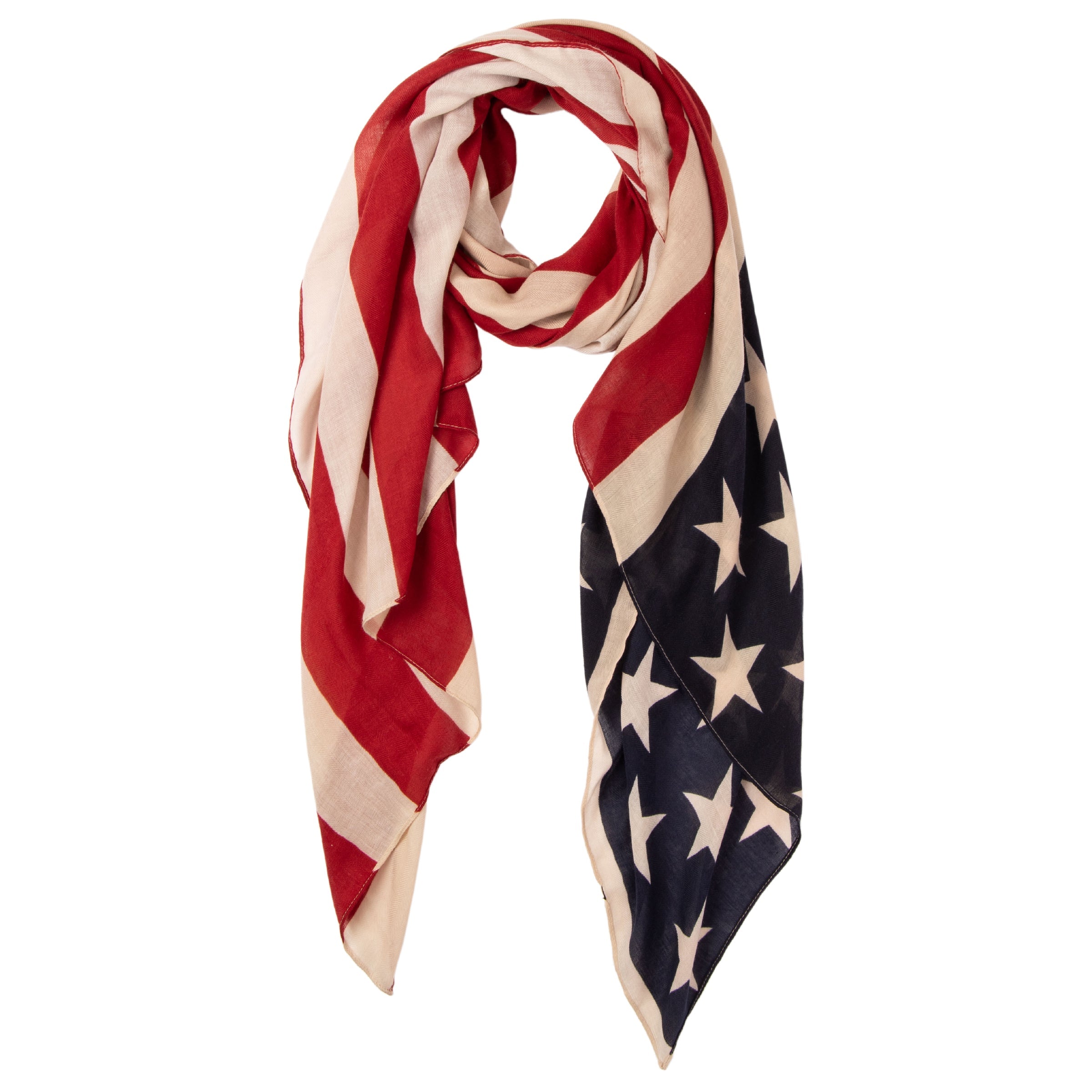Women's BaySky Woven American Flag Scarf - Patriotic Fashion Accessory for 4th of July, Veterans Day & Outdoor Events