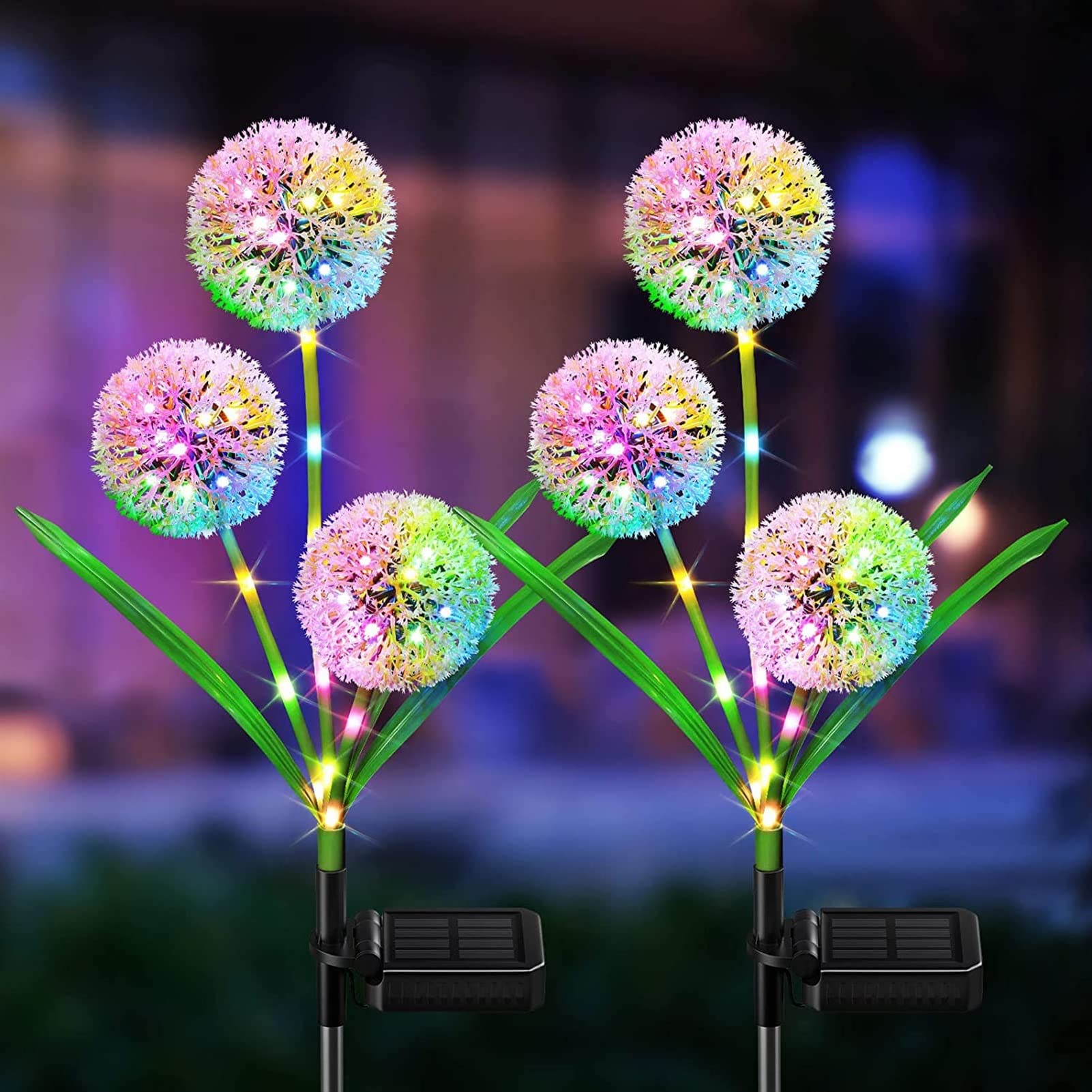 Solar Powered Dandelion Flower Lights Outdoor - 2 Pack Waterproof LED Garden Stake Lights for Patio, Yard, Lawn, Pathway & Wedding Decor | Romantic Ambiance Lighting for Backyard, Landscape & Evening Gatherings