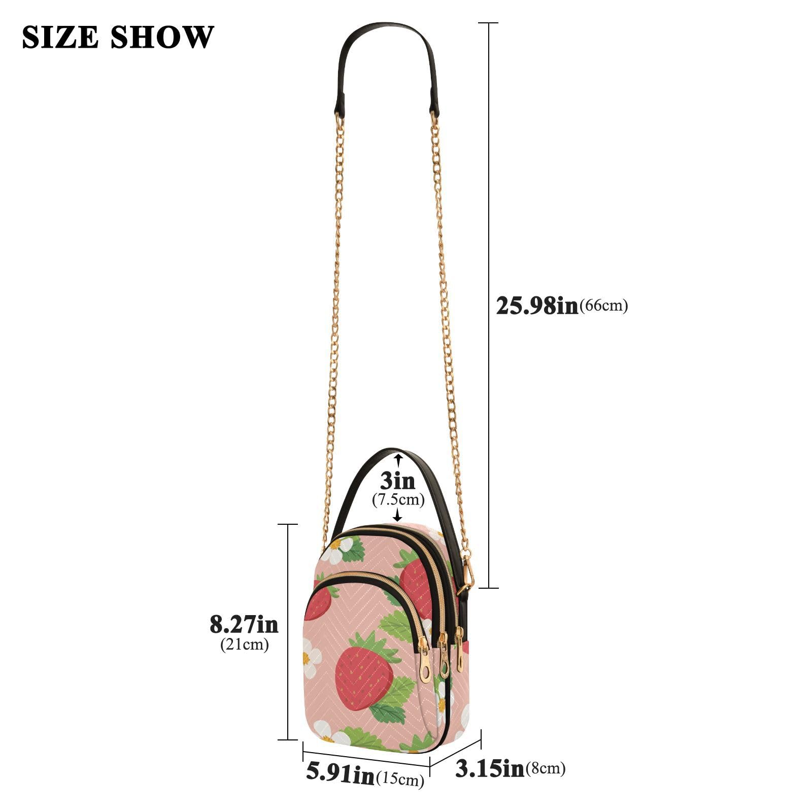 Stylish Mnsruu Women's Crossbody Bag - PU Leather Strawberry Floral Print Small Shoulder Purse with Adjustable Strap & Multi-Pockets | Perfect for Daily Use, Travel, Shopping & Casual Outings