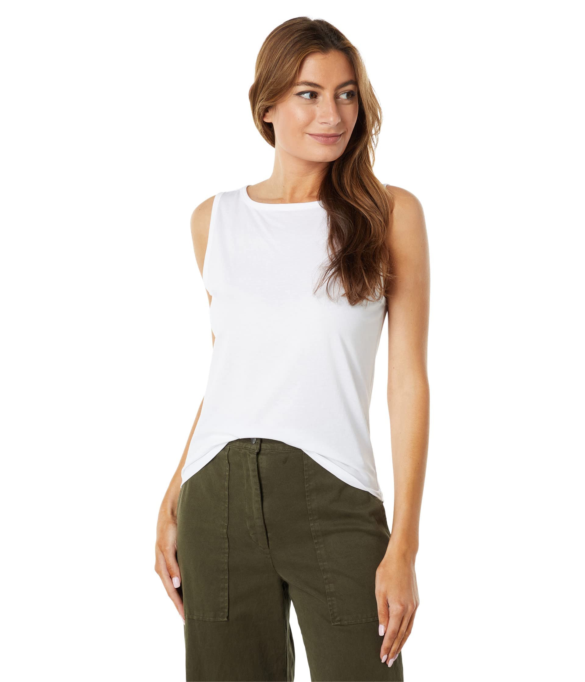 Lilla P Women's Pima Cotton Jersey Boatneck Shell Top - Soft & Breathable for Casual Wear, Layering, and Office Outfits