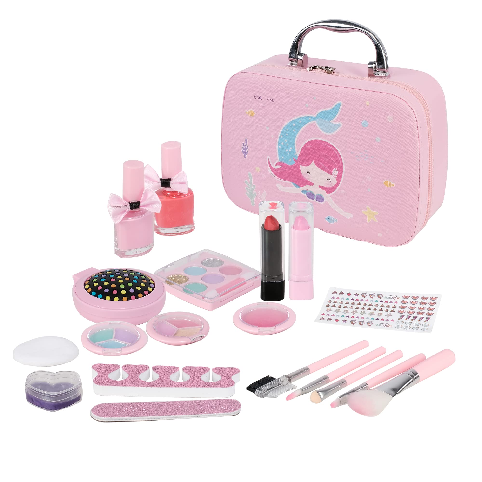 Washable Kids Makeup Kit - 19 Pcs Pretend Play Toy for Girls | Perfect for Birthday & Christmas Gifts