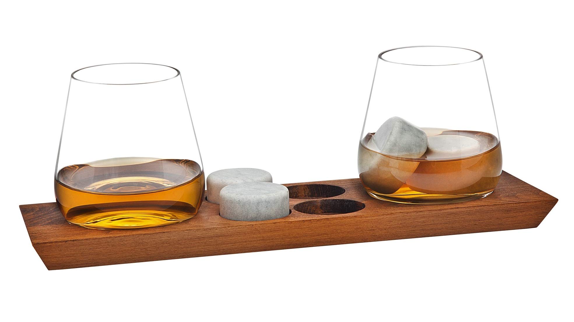 Premium Godinger Whiskey Glass Set with Chilling Stones & Wooden Display Tray - 6-Piece Barware for Bourbon, Scotch, Wine & Cocktails - Perfect for Home Bars, Gifts & Entertaining