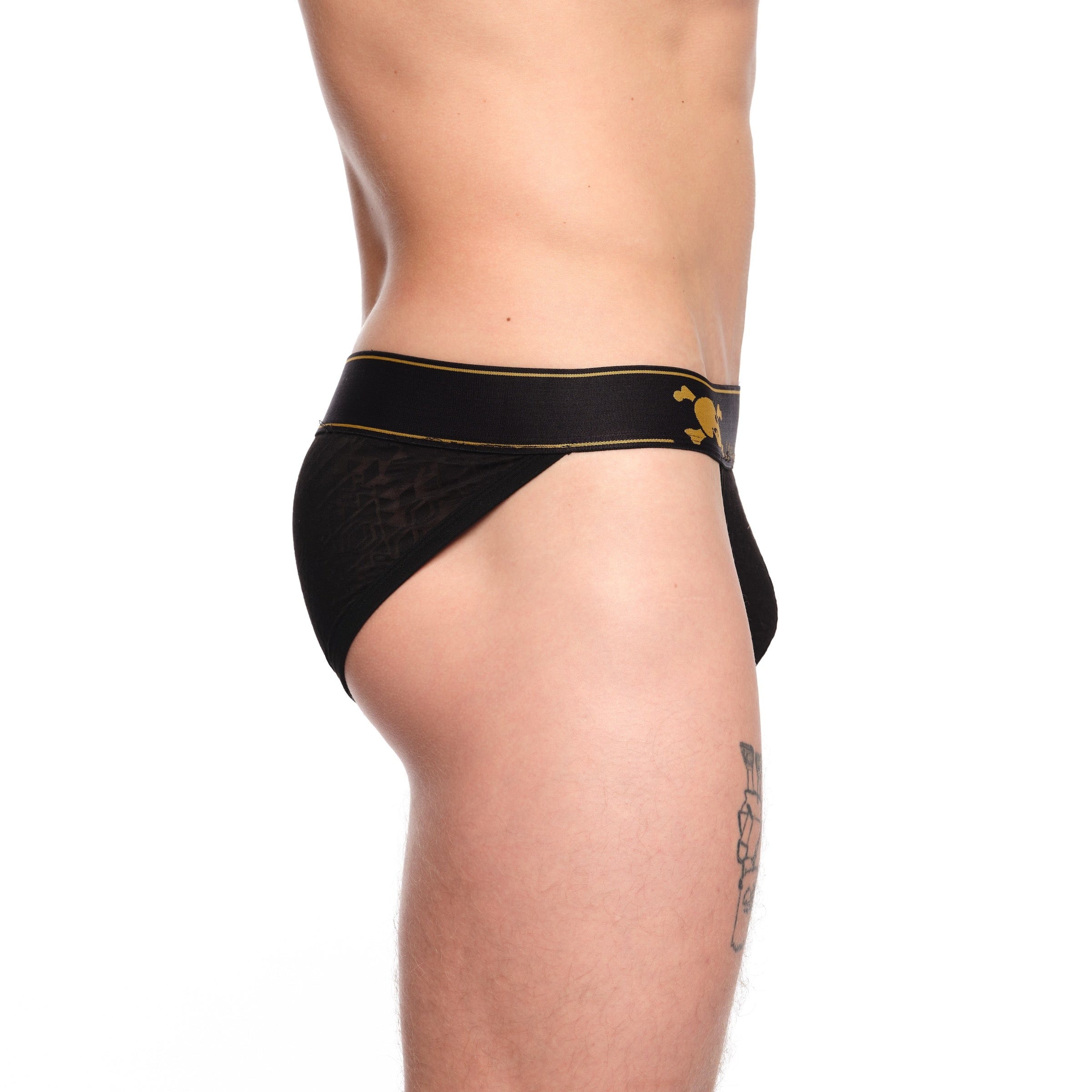 Skull and Bones Burnout Sport Briefs for Men - Black Cotton Underwear for Gym, Running & Workout | Comfortable & Breathable